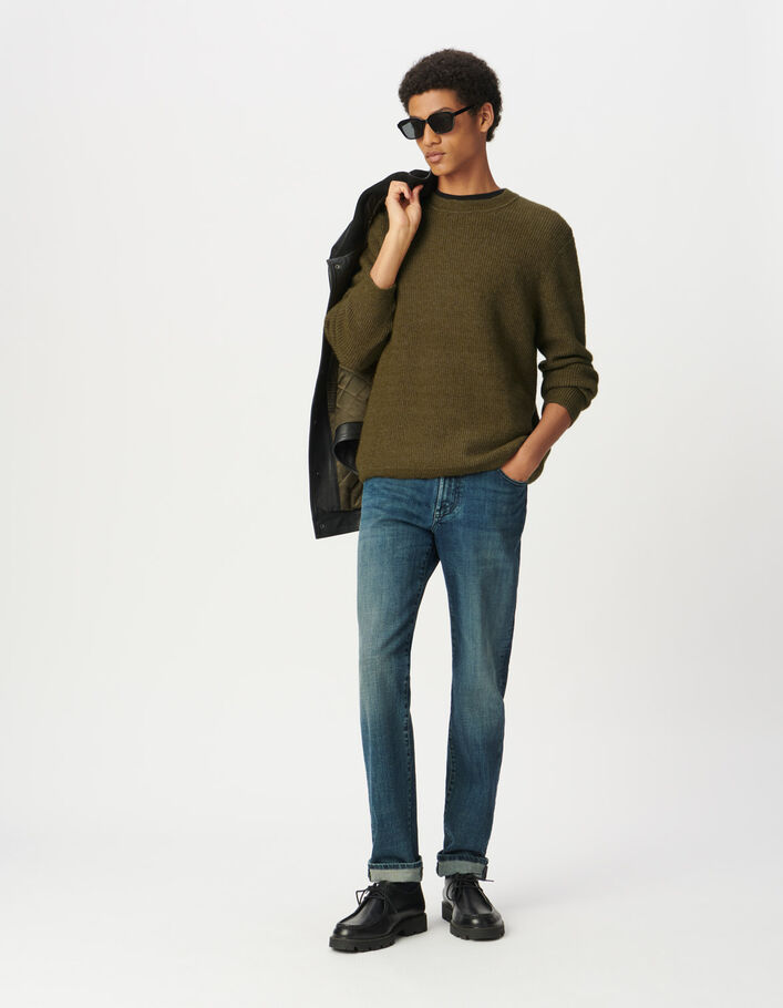 Pull hiver kaki tricot mousseux Homme