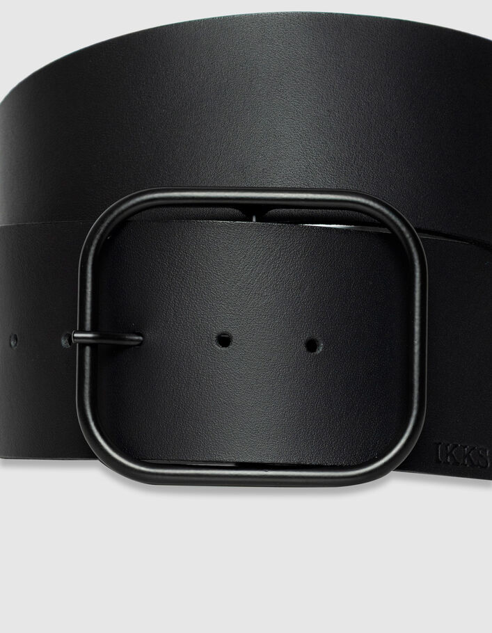 Ceinture large noire cuir boucle noire Femme