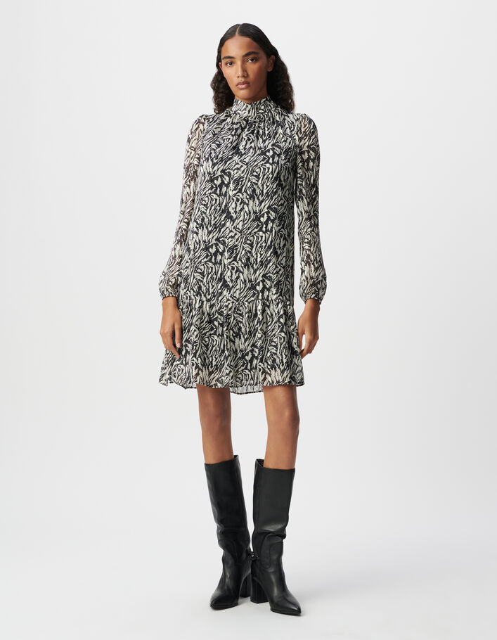 Robe ivoire imprim&eacute; z&egrave;bre lurex Femme