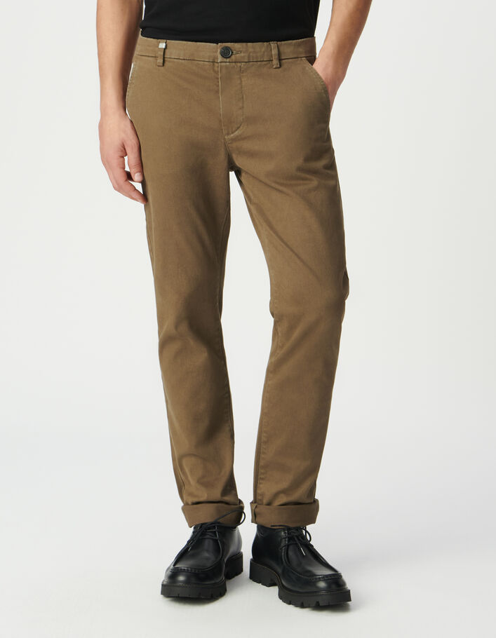 Pantalon chino slim beige fonc&eacute; Homme