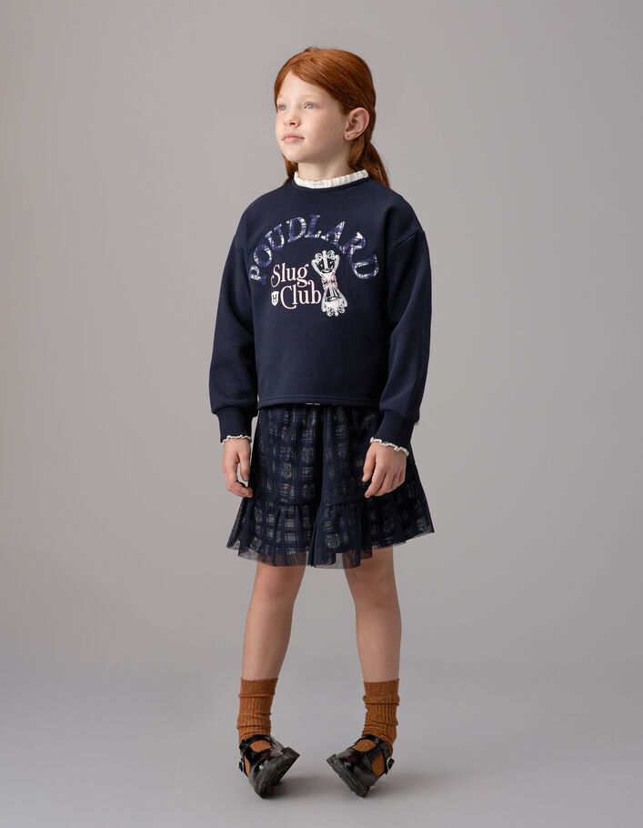 Sweat marine message et col collerette Harry Potter fille