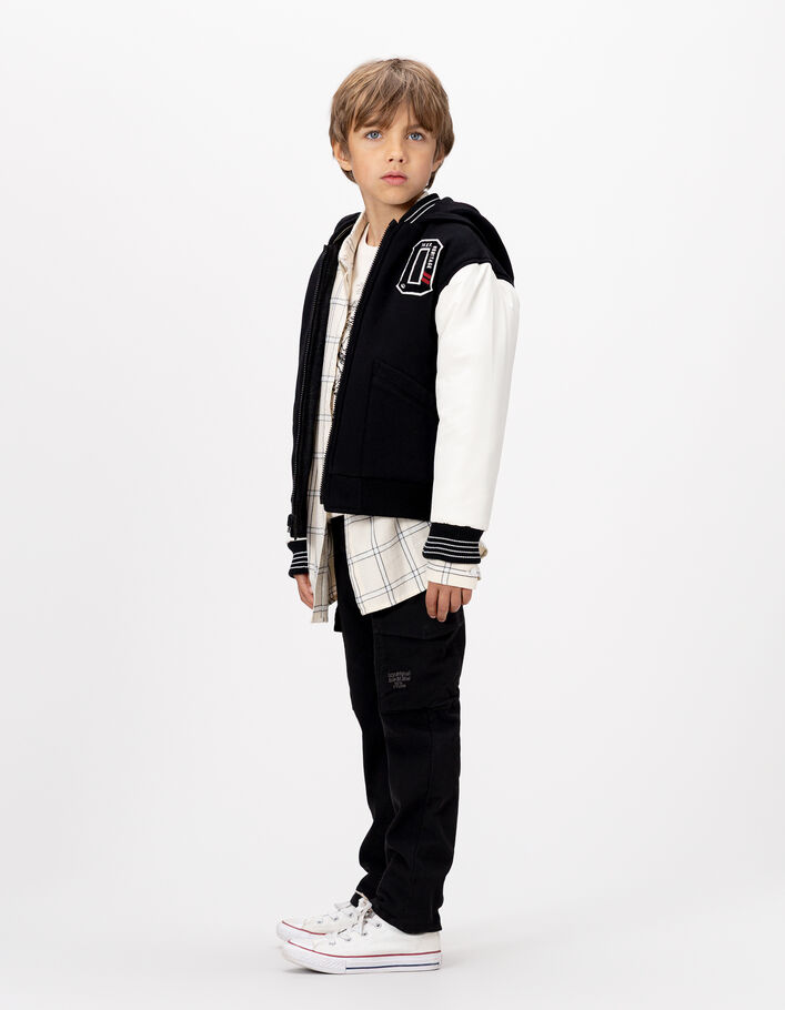 Blouson r&eacute;versible esprit teddy noir et gris gar&ccedil;on