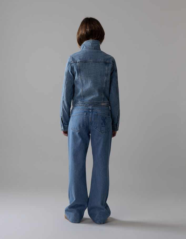 Veste en jean bleu cropped fille