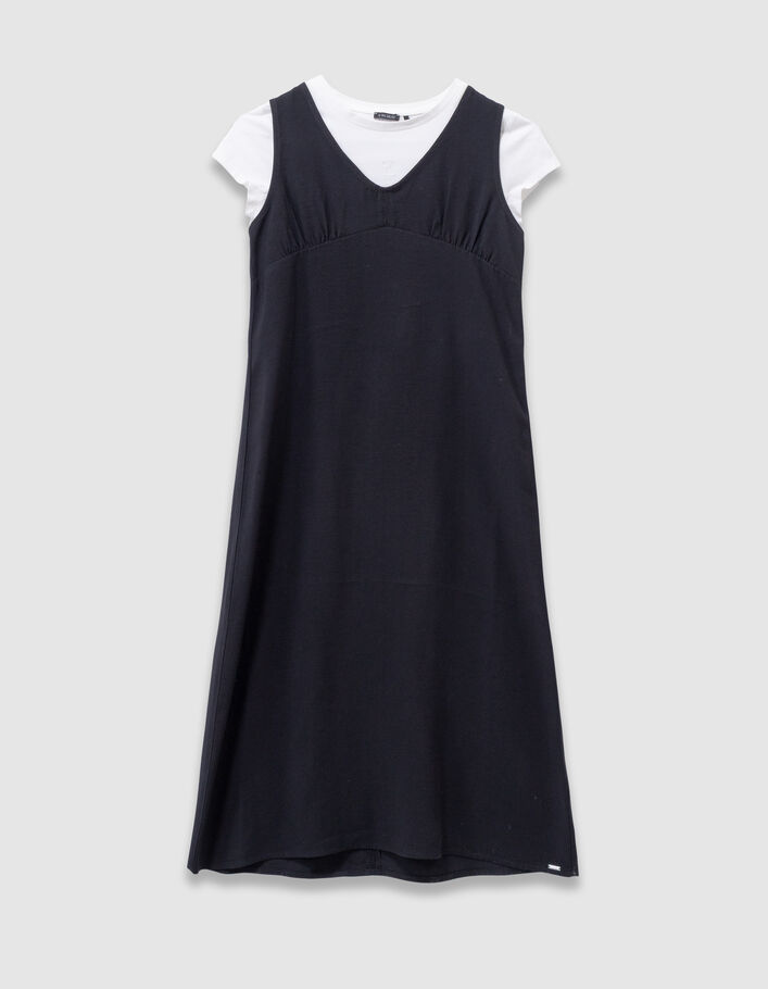 Robe 2-en-1 midi noire et T-shirt blanc cropped fille