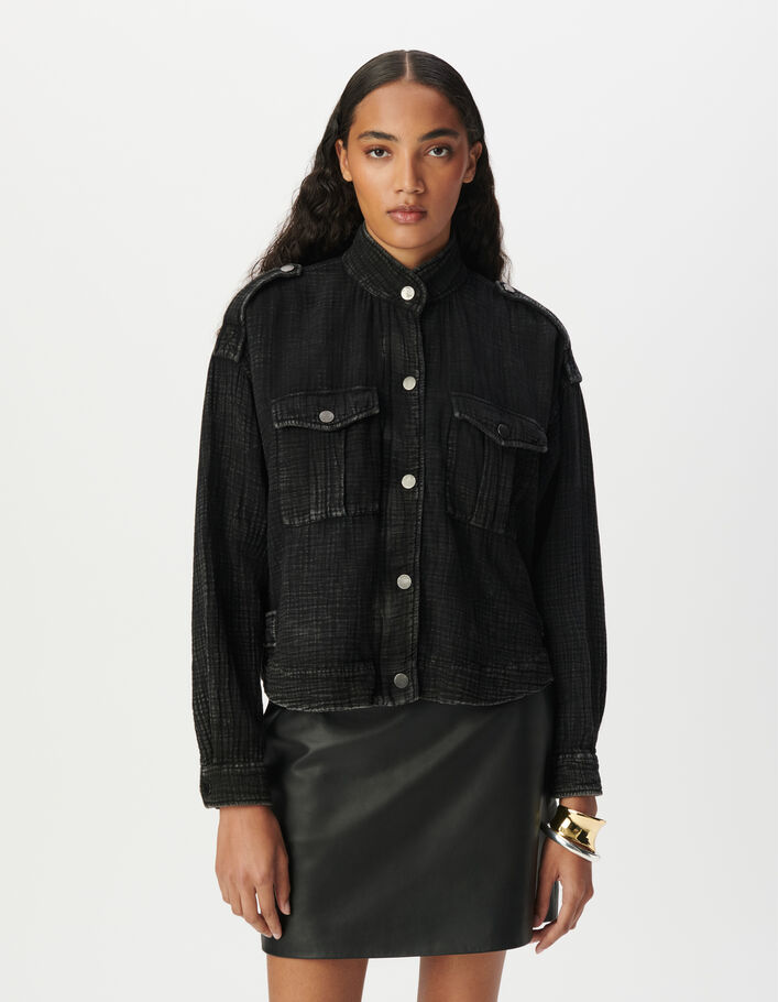 Veste oversize grise gaze de coton bio Femme