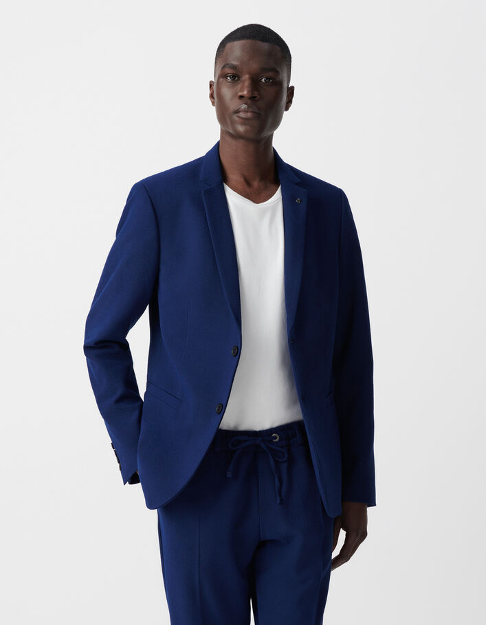 Veste de costume indigo seersucker Homme