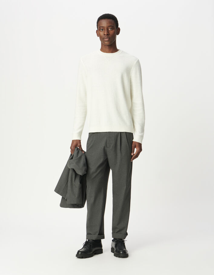 Pull &eacute;cru tricot d&eacute;tail fantaisie Homme