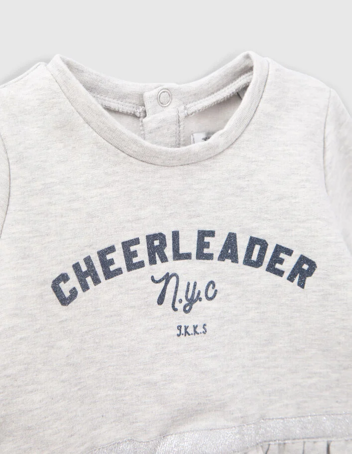 Sweat gris &agrave; basque coudi&egrave;res coeurs b&eacute;b&eacute; fille