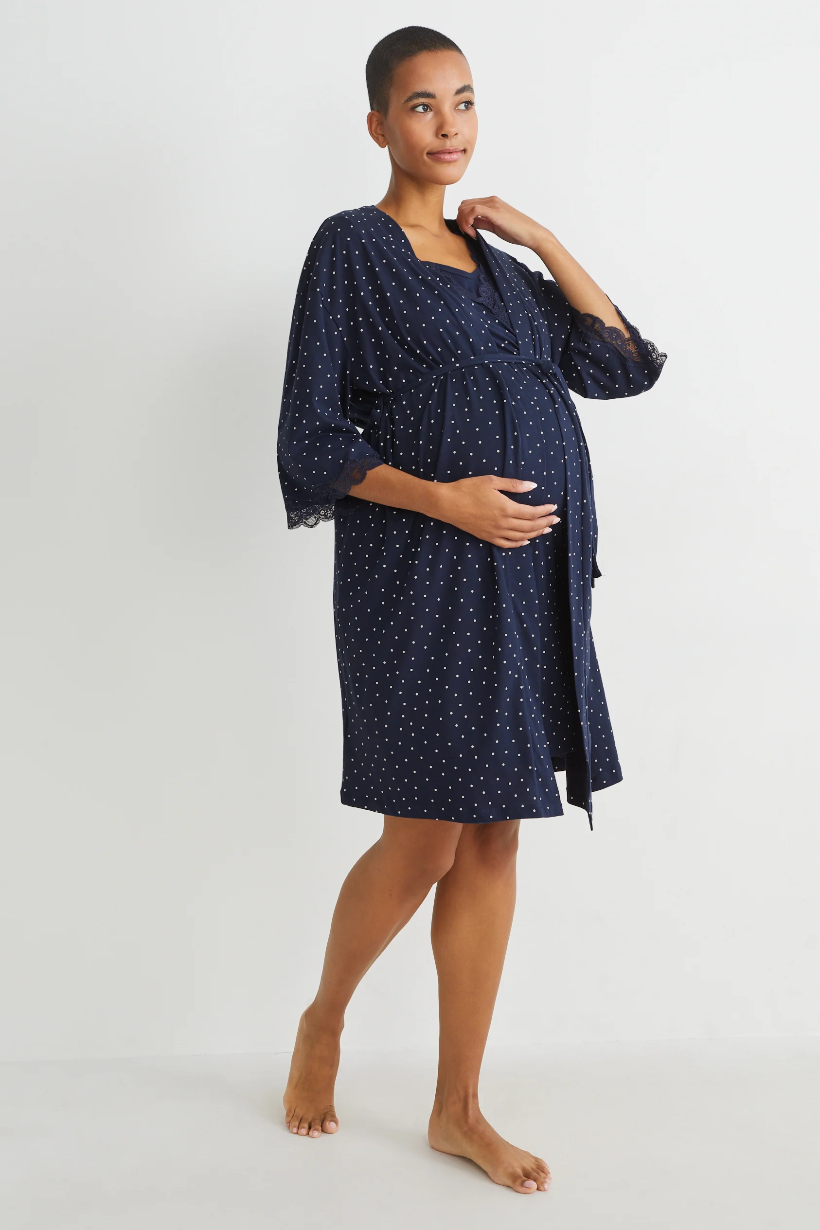 Set - nursing nightshirt and dressing gown - 2 piece