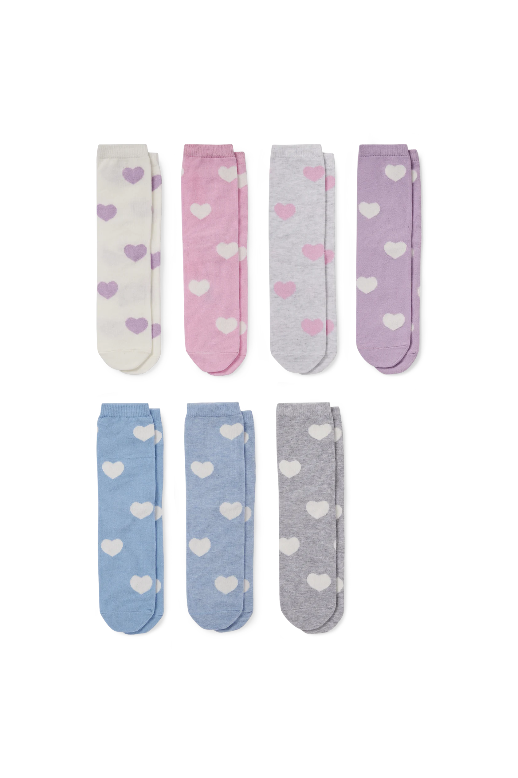 Multipack of 7 - hearts - socks with motif