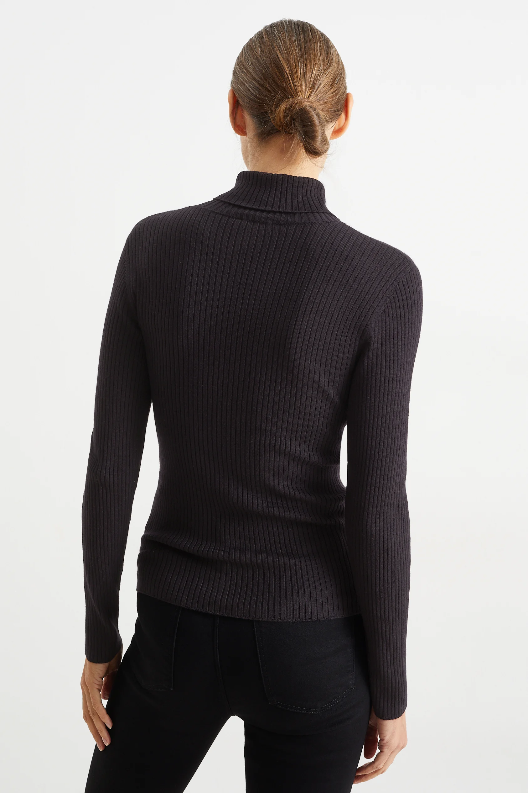 Basic polo neck jumper - ribbed