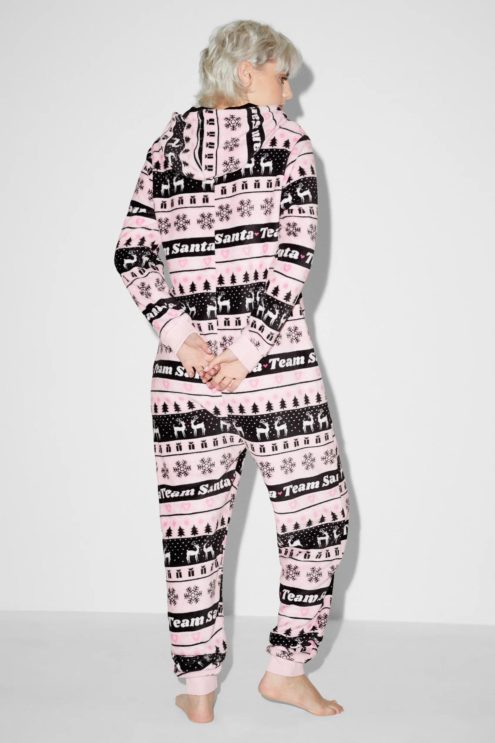 CLOCKHOUSE - Christmas fleece onesie with hood