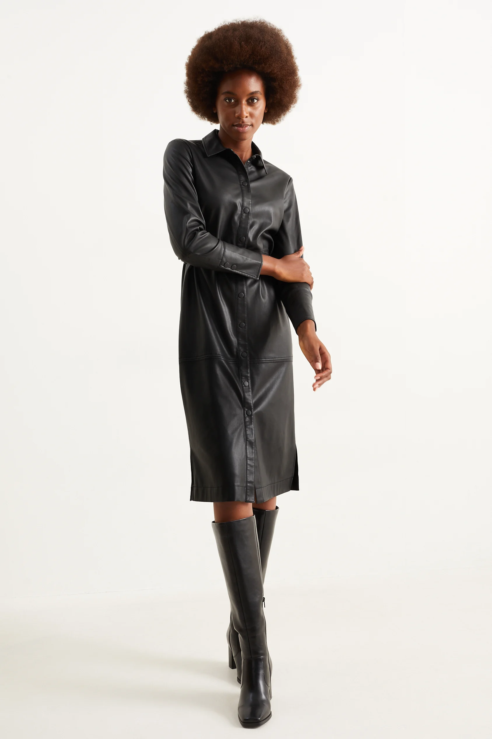 Shirt dress - faux leather