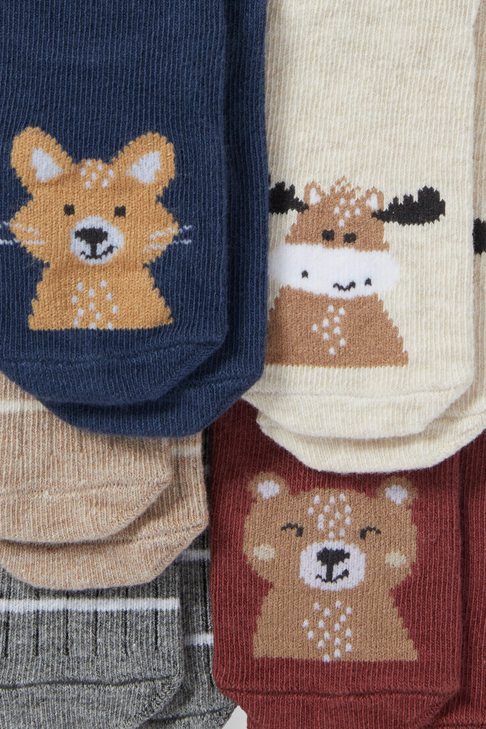 Multipack of 5 - woodland animals - baby socks with motif