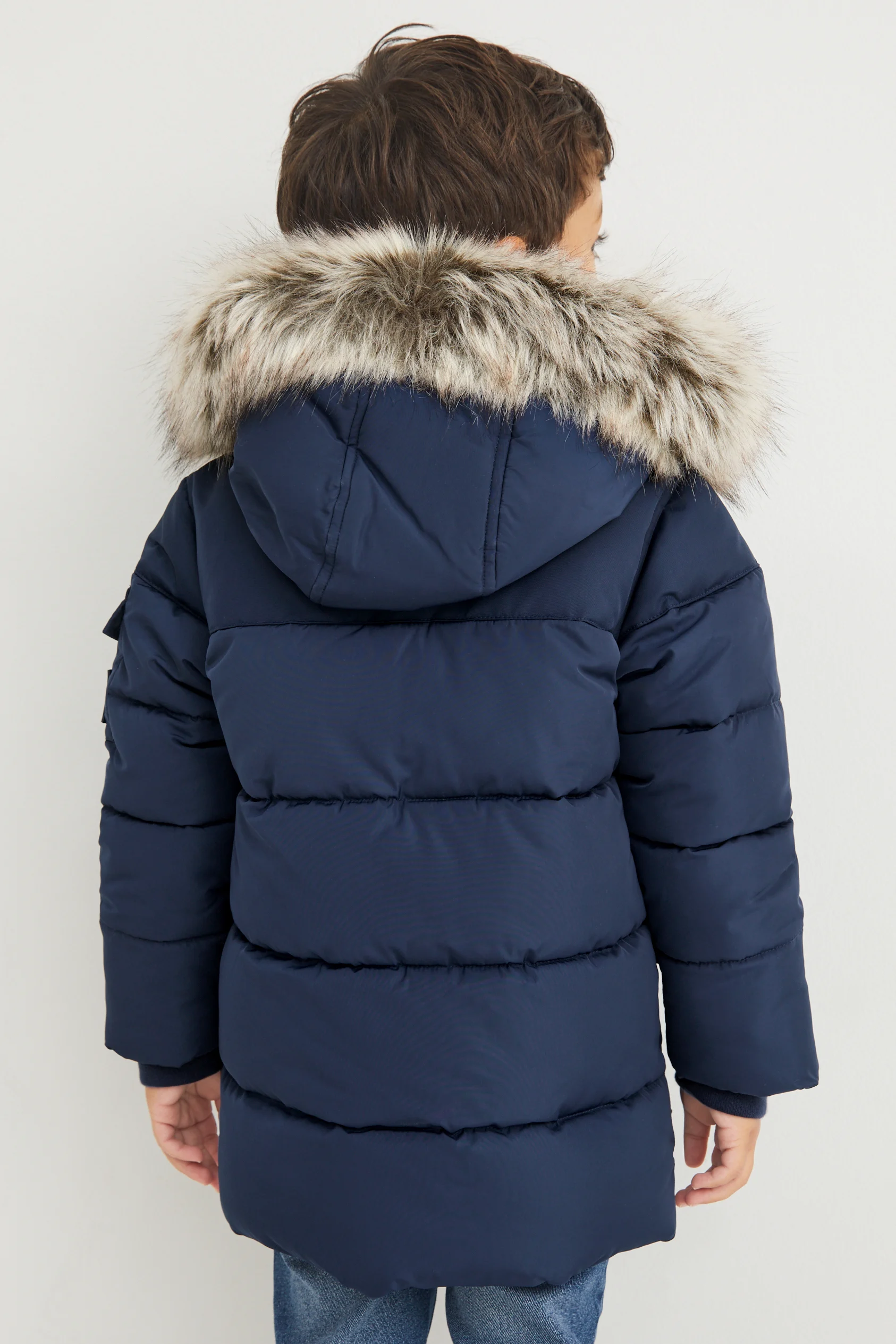 Parka with hood and faux fur trim - winter