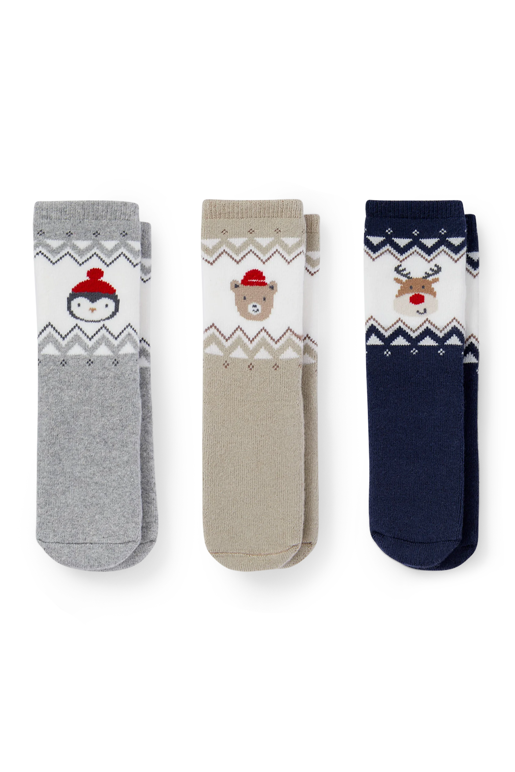 Multipack of 3 - baby Christmas non-slip socks