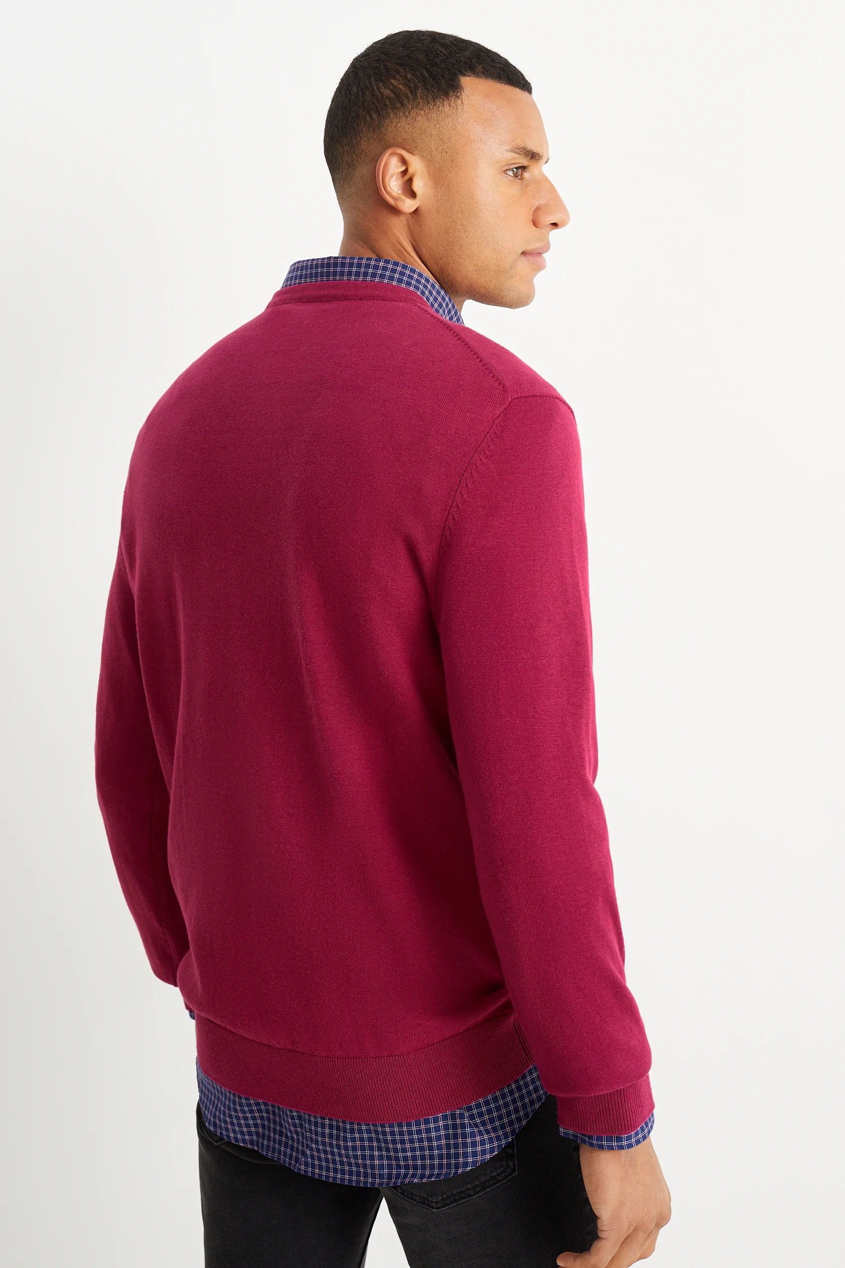 Fine knit jumper and shirt - regular fit - button-down collar