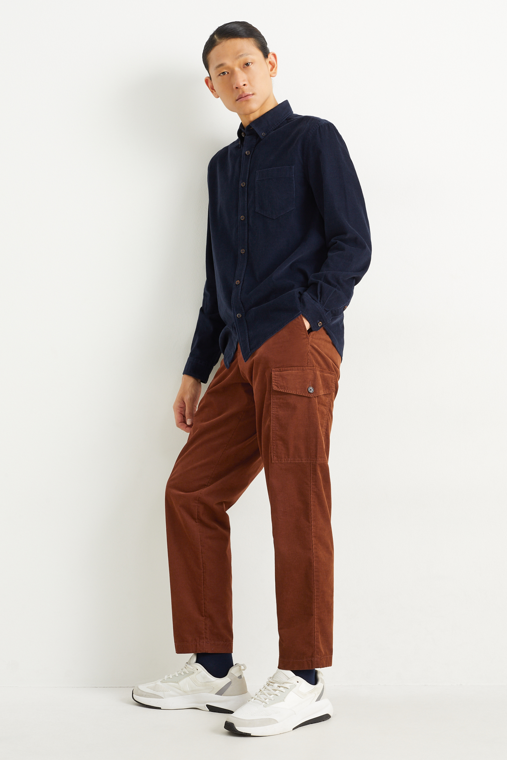 Corduroy cargo trousers - regular fit