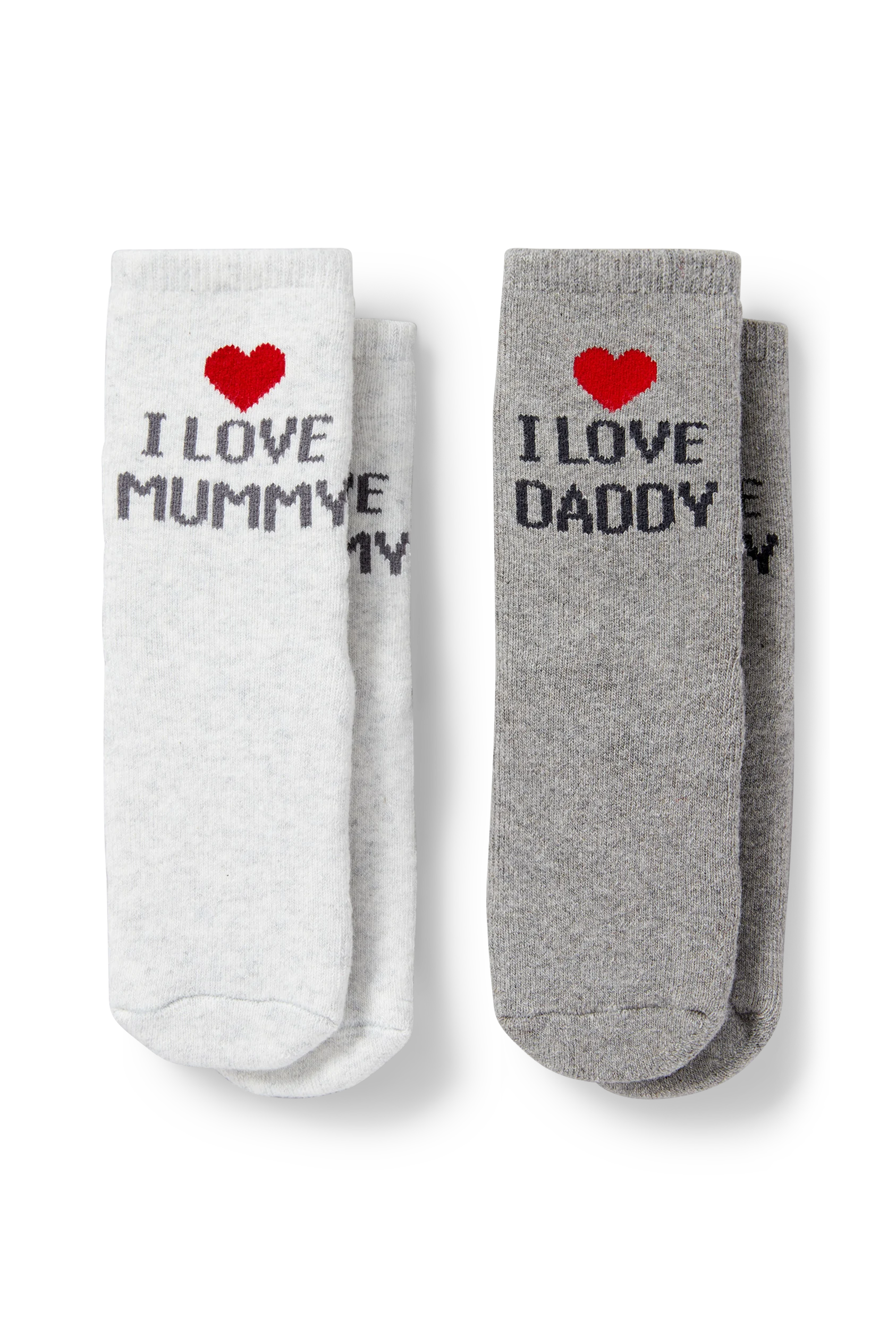 Multipack of 2 - Mum & Dad - baby non-slip socks
