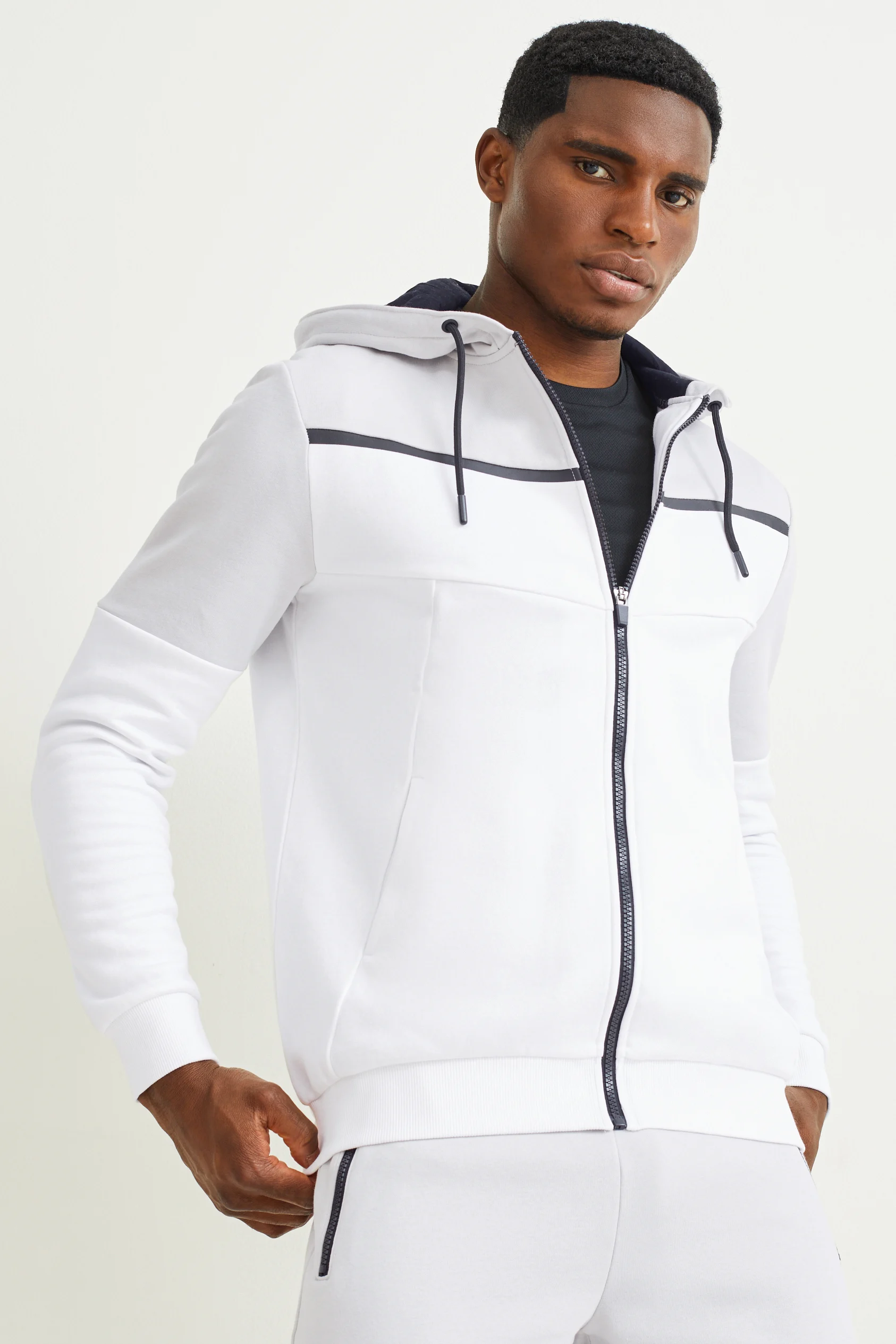 Zip-through sweatshirt with hood