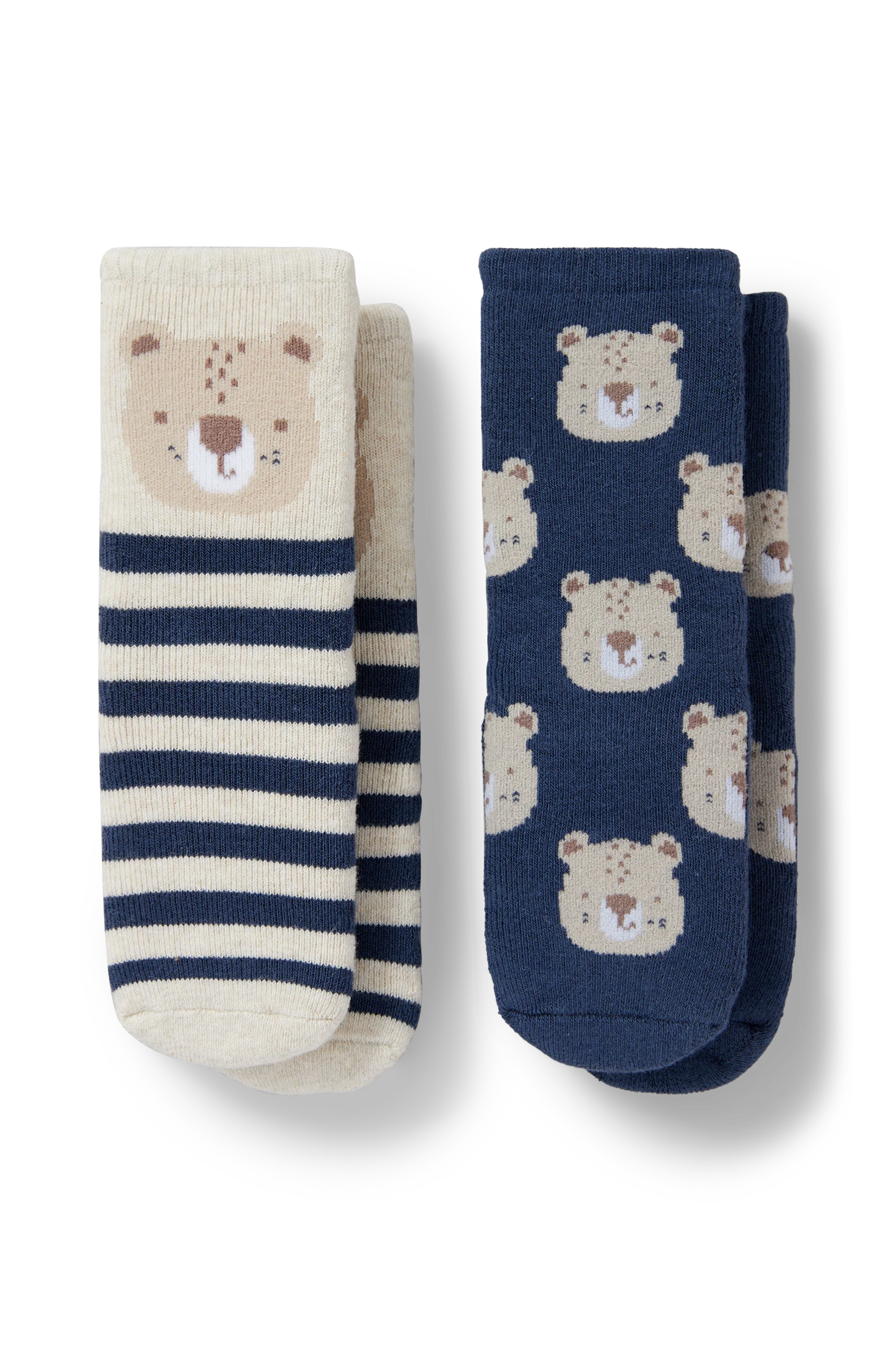 Multipack of 2 - leopard - baby non-slip socks with motif