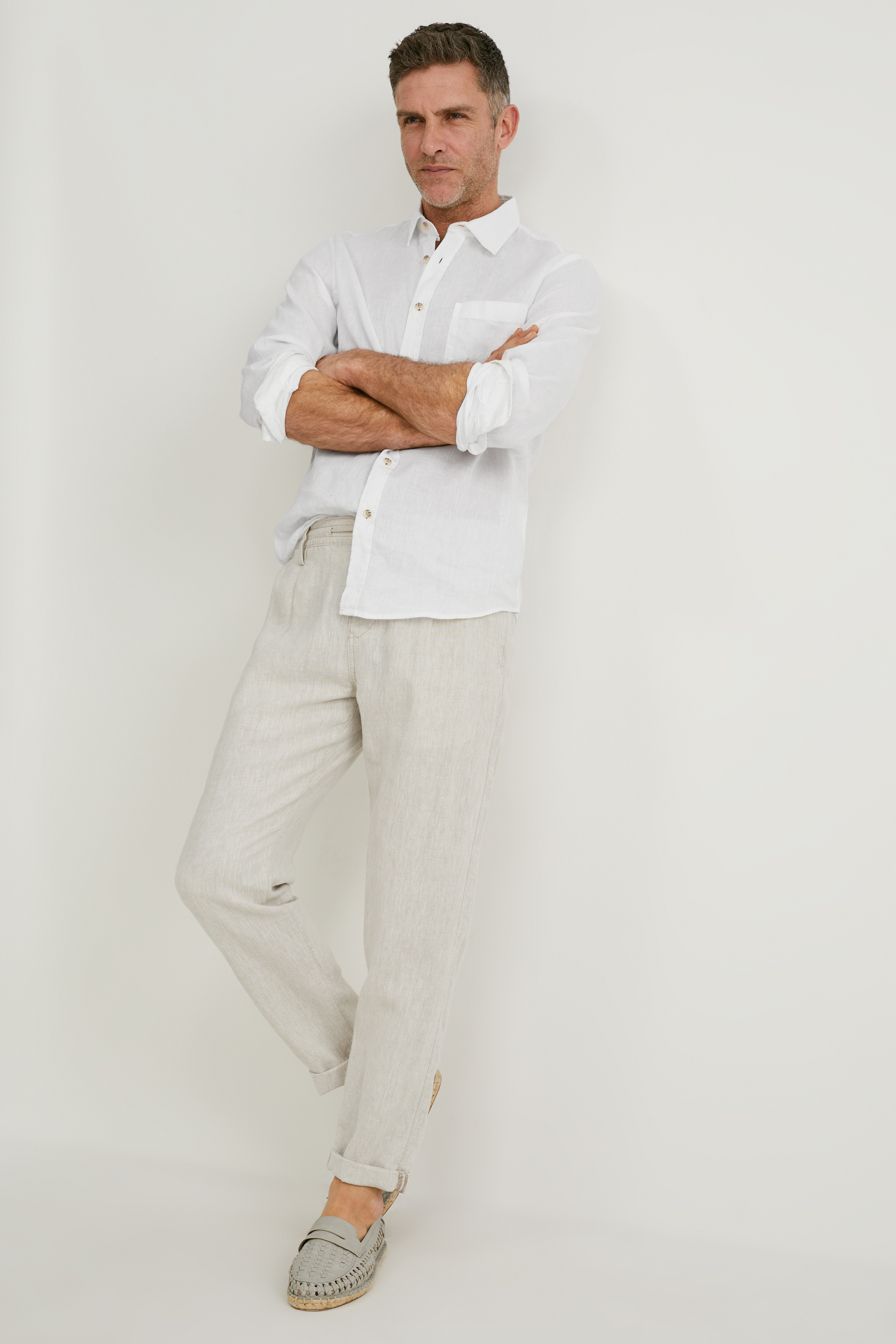 Chinos - tapered fit - linen blend
