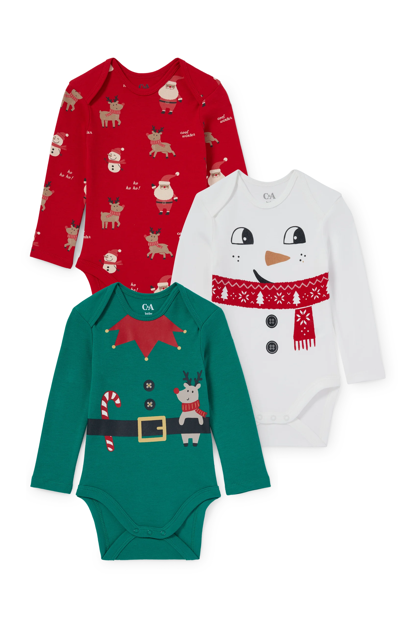 Multipack of 3 - baby Christmas bodysuit