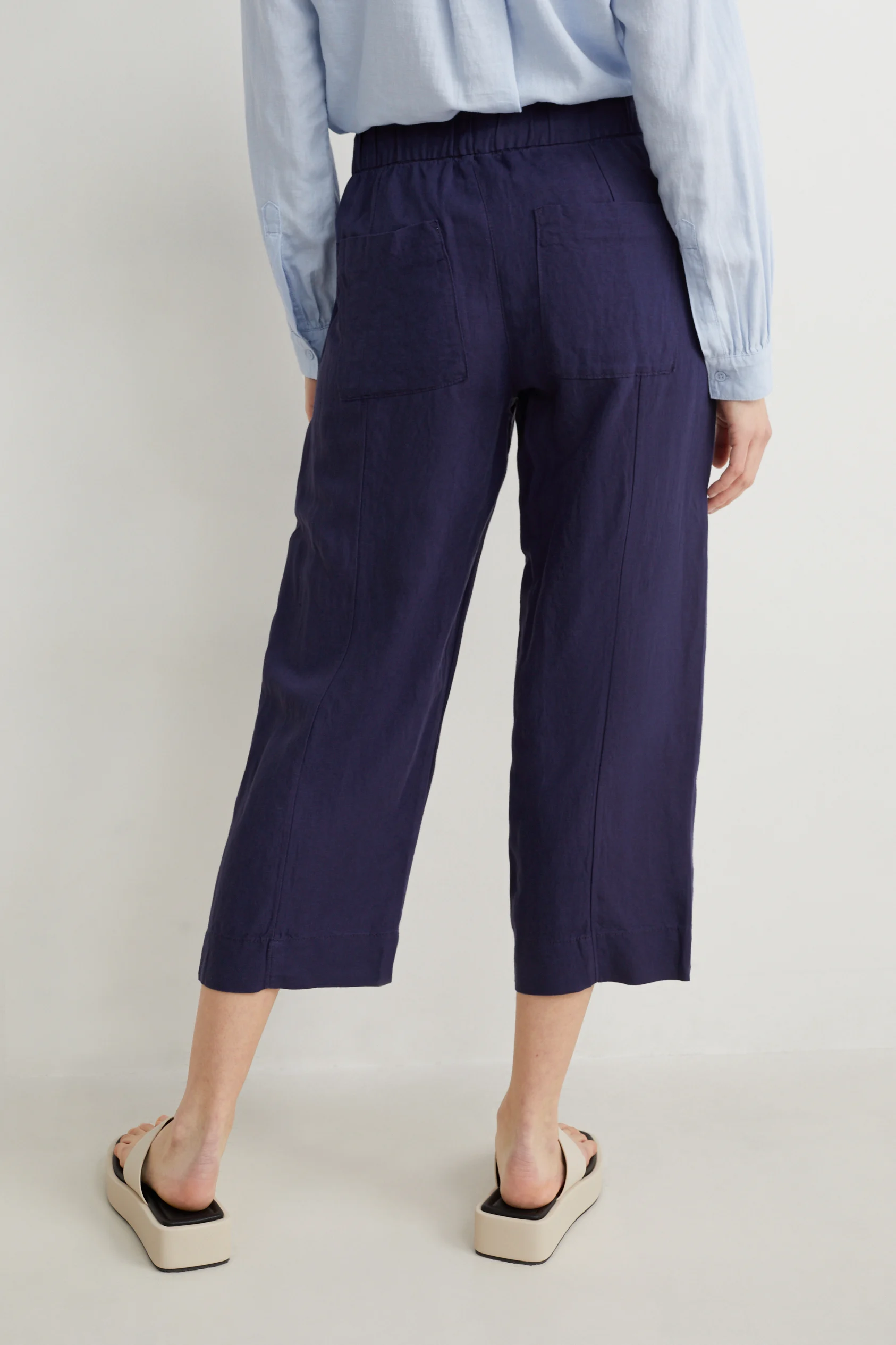 Culottes - high-rise waist - wide leg - linen blend