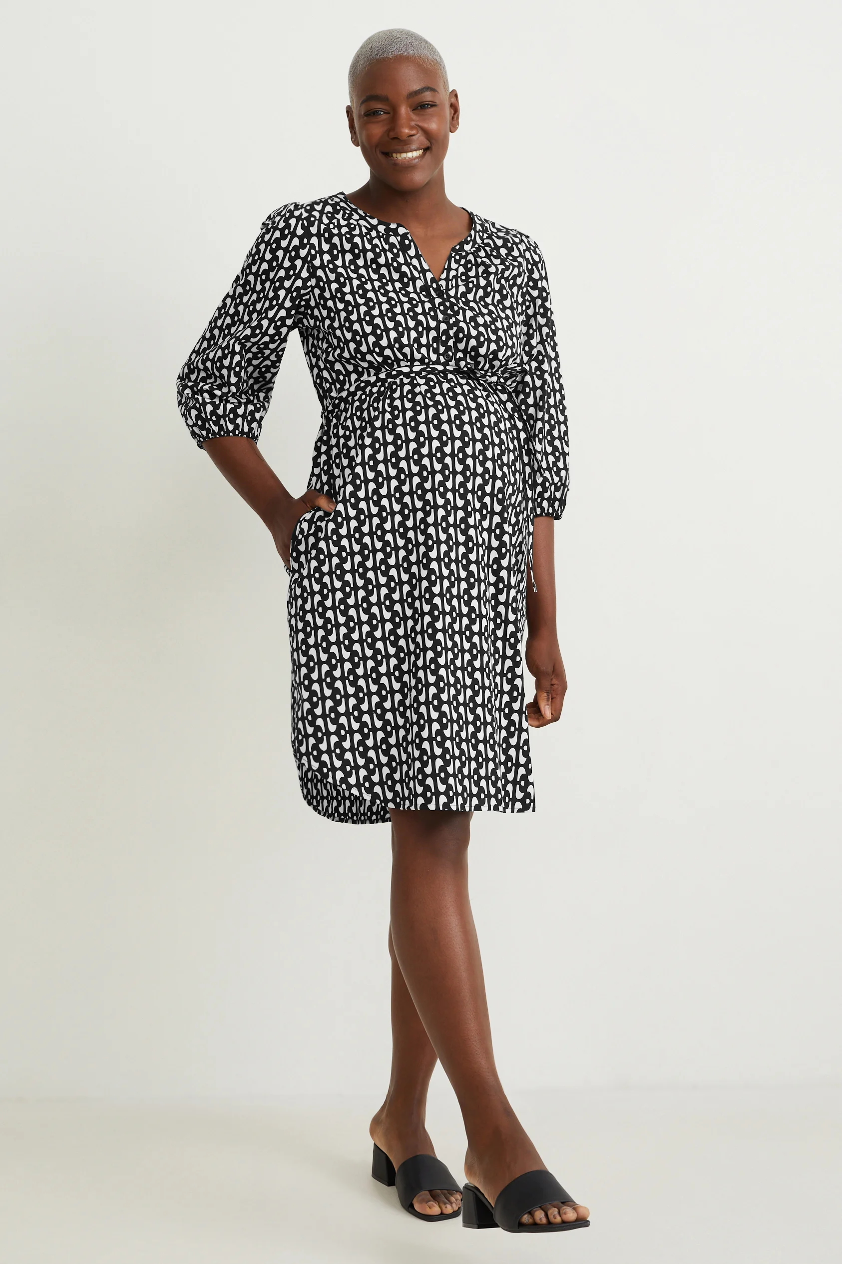 Nursing shirt dress - patterned
