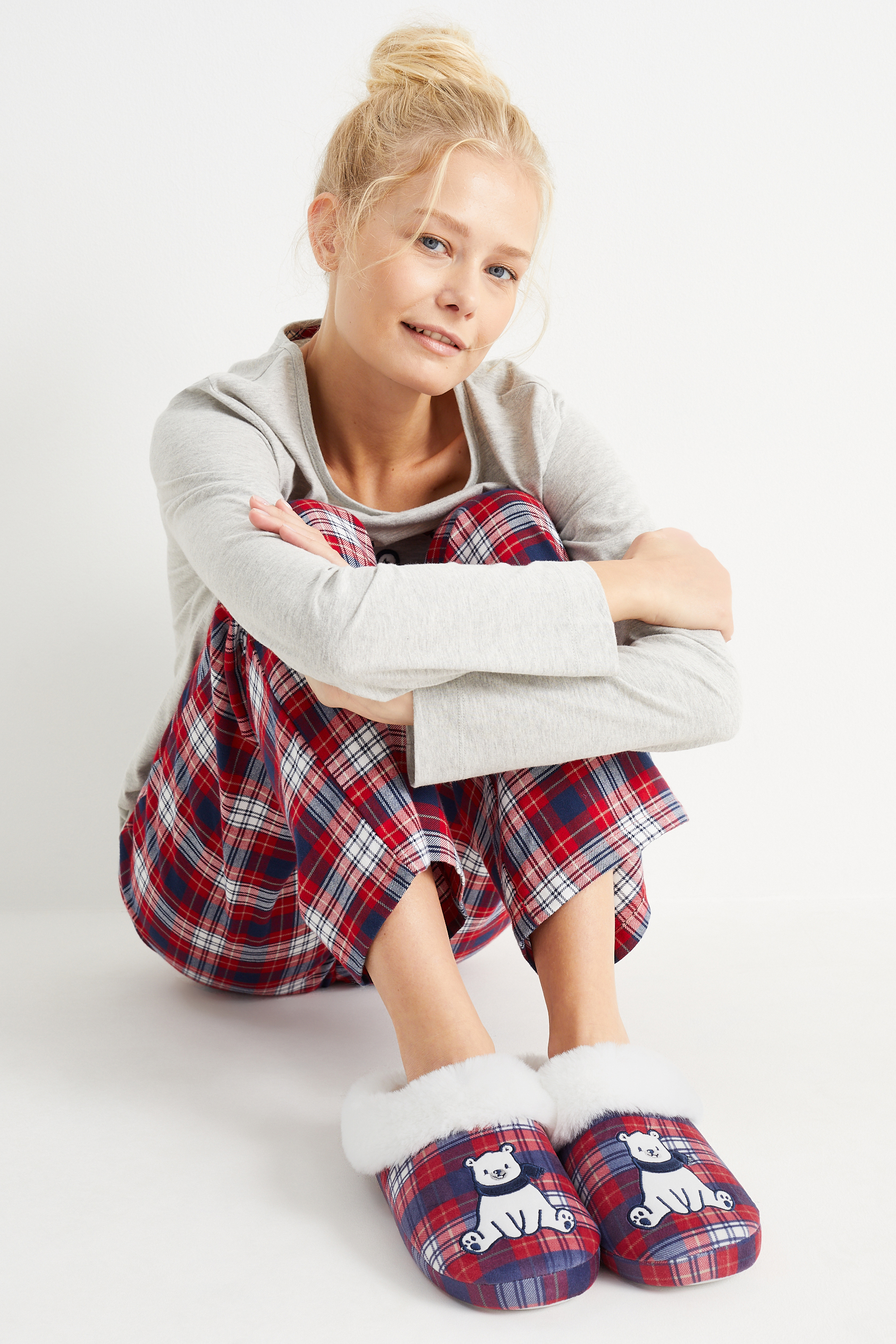 Christmas slippers - check - polar bear