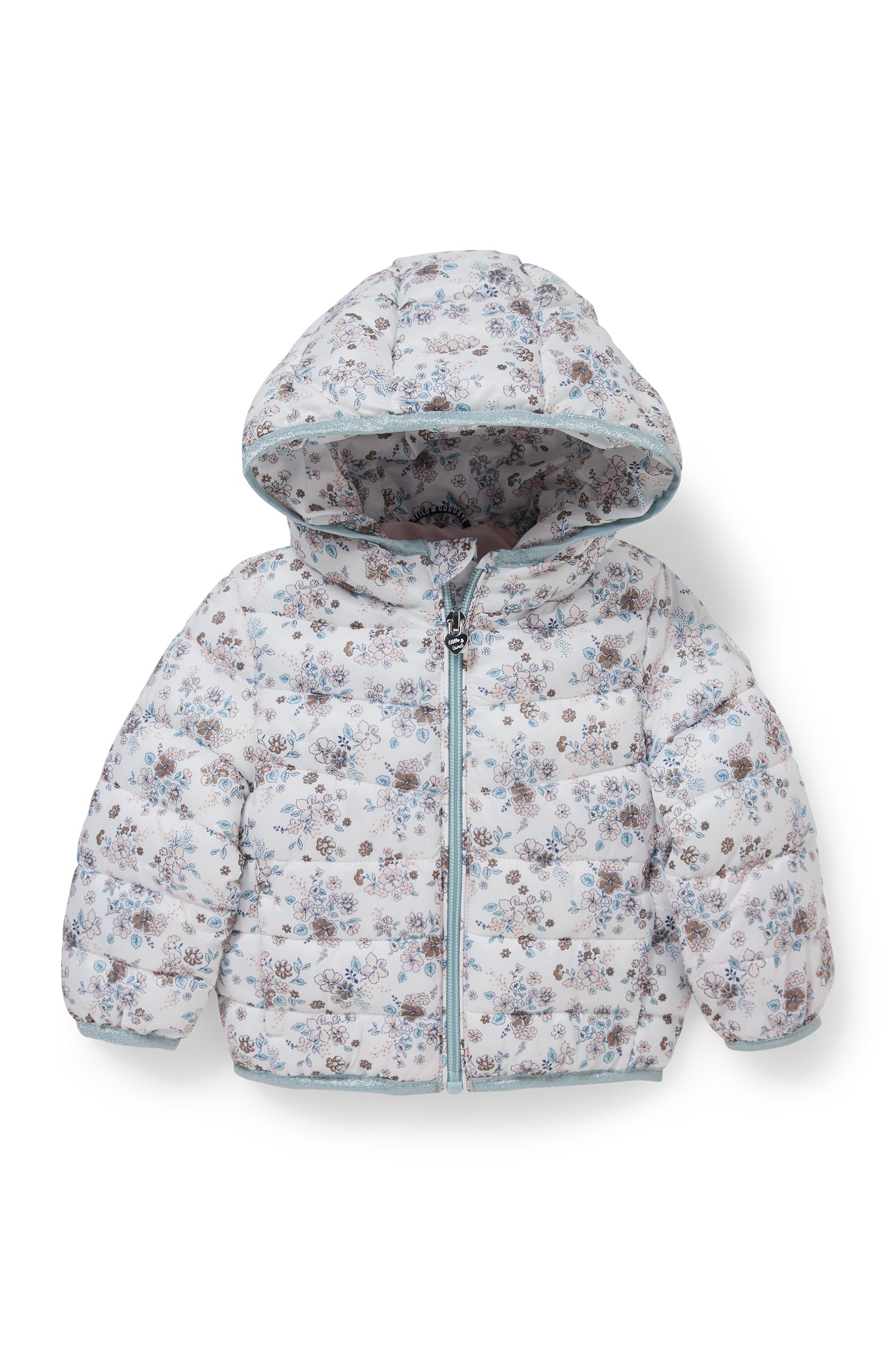 Baby quilted jacket with hood - floral