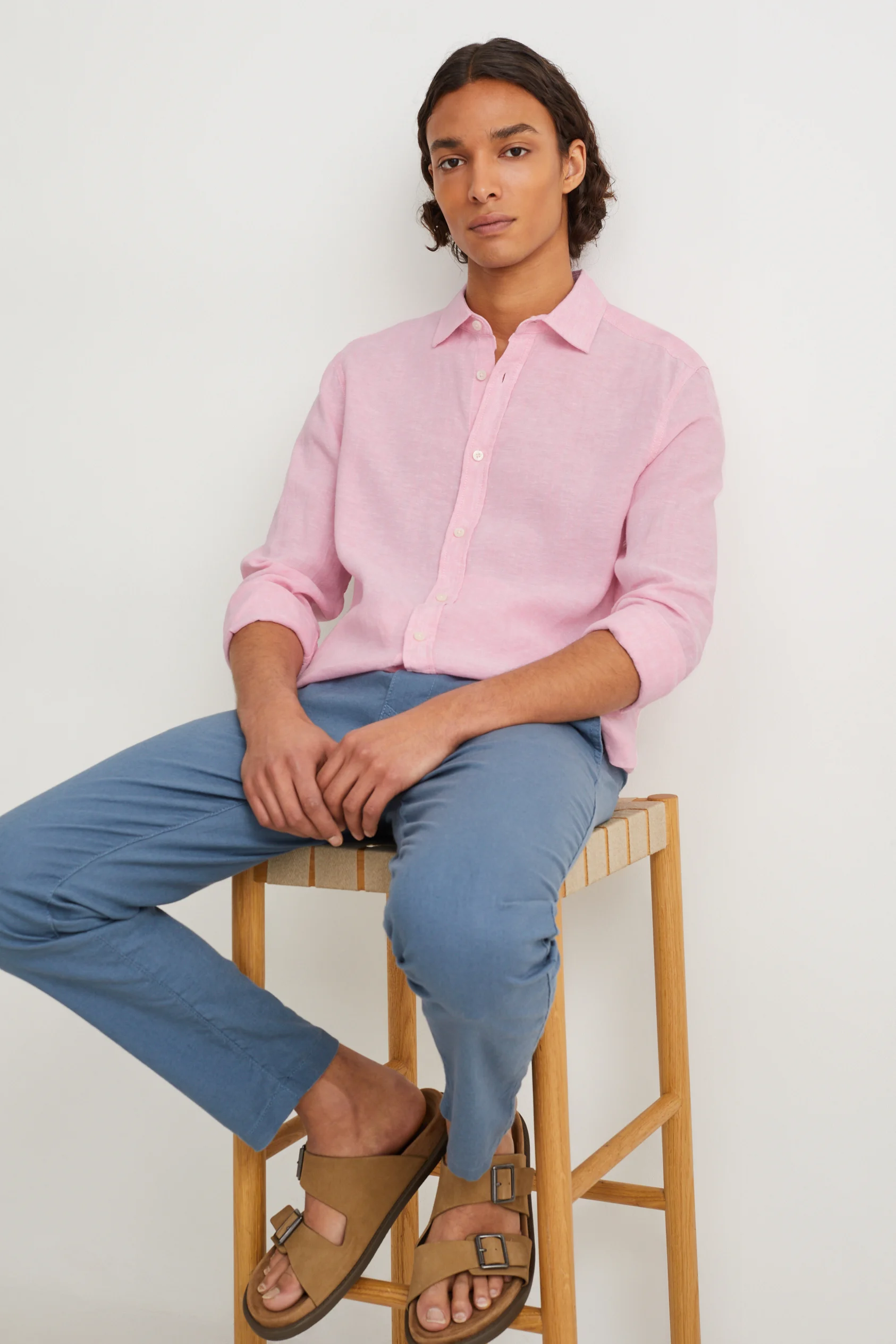 Shirt - regular fit - kent collar - linen blend