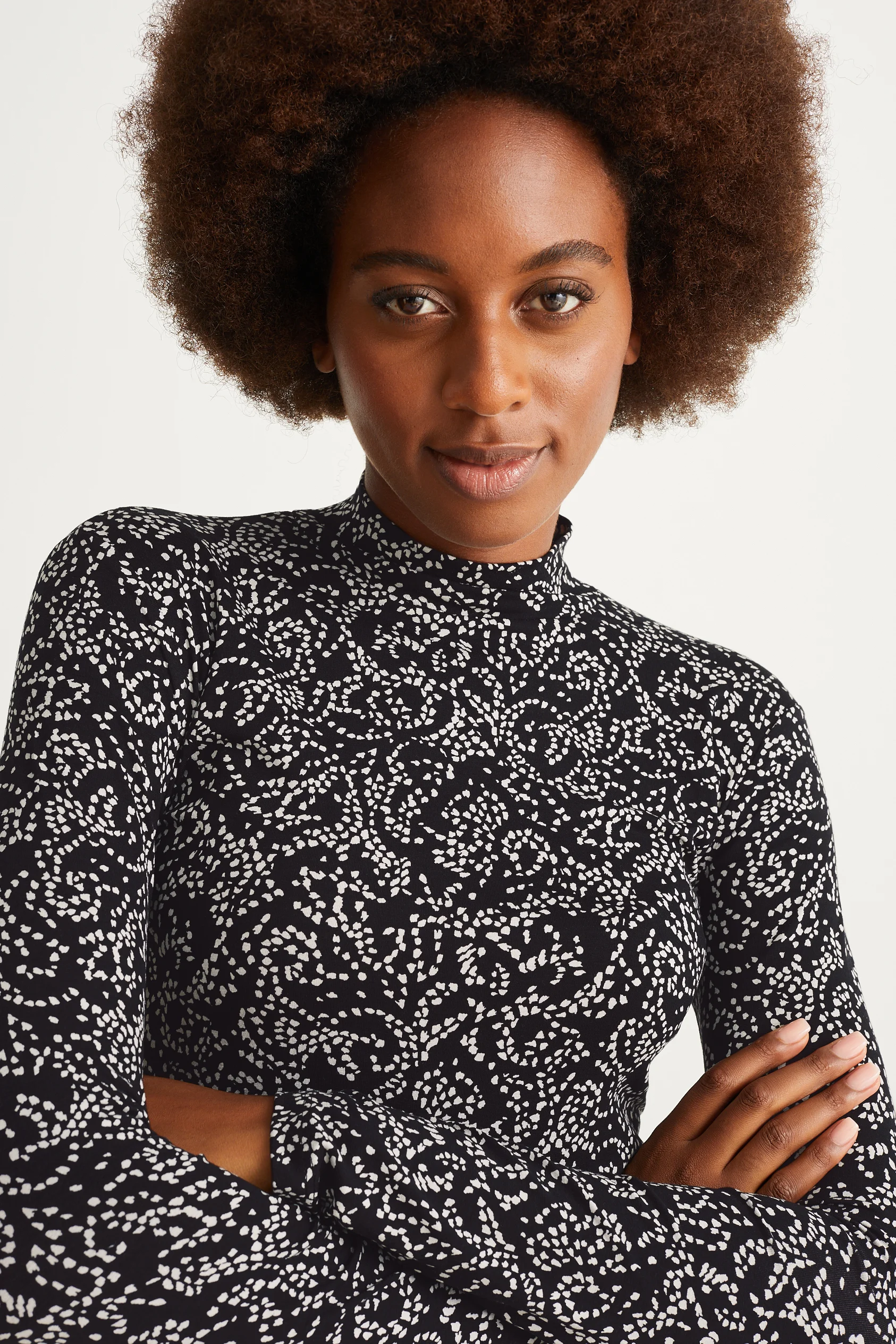 Polo neck top - patterned
