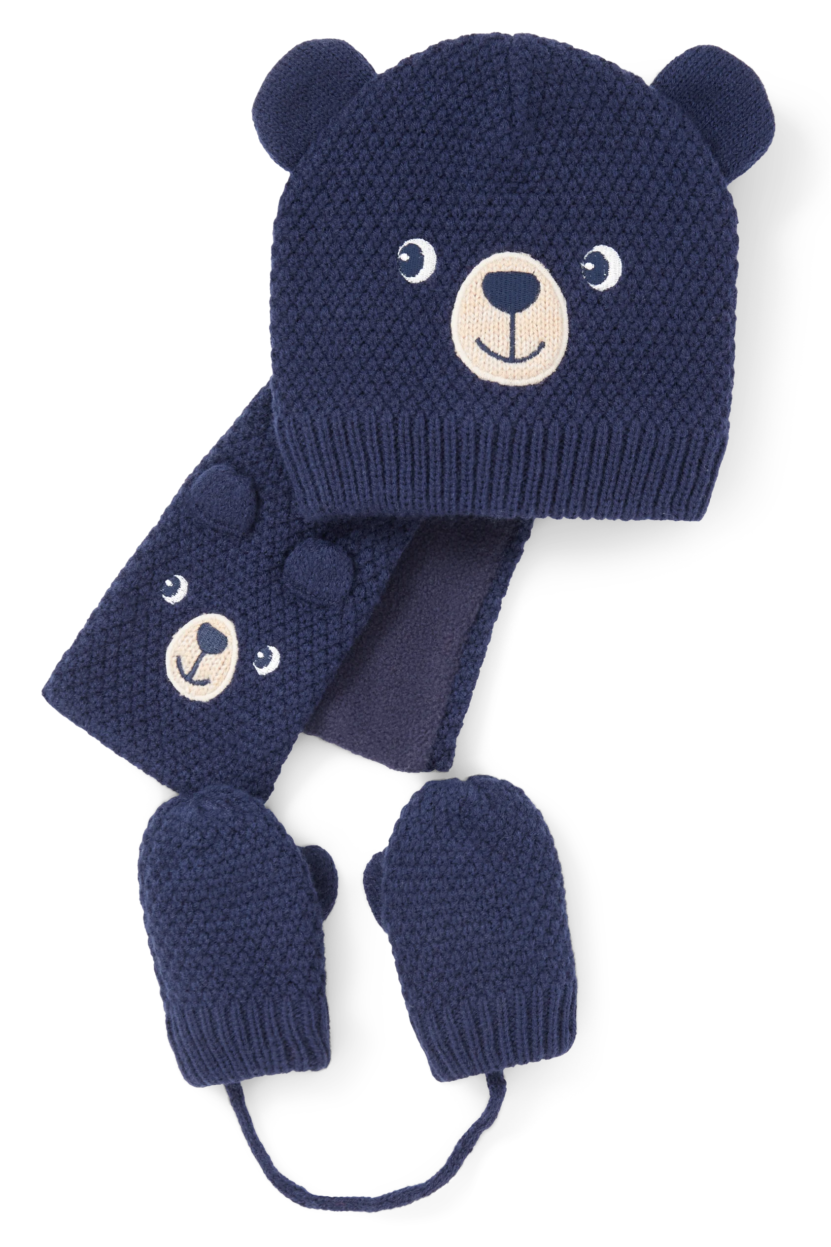 Set - baby hat, scarf and mittens - 3 piece