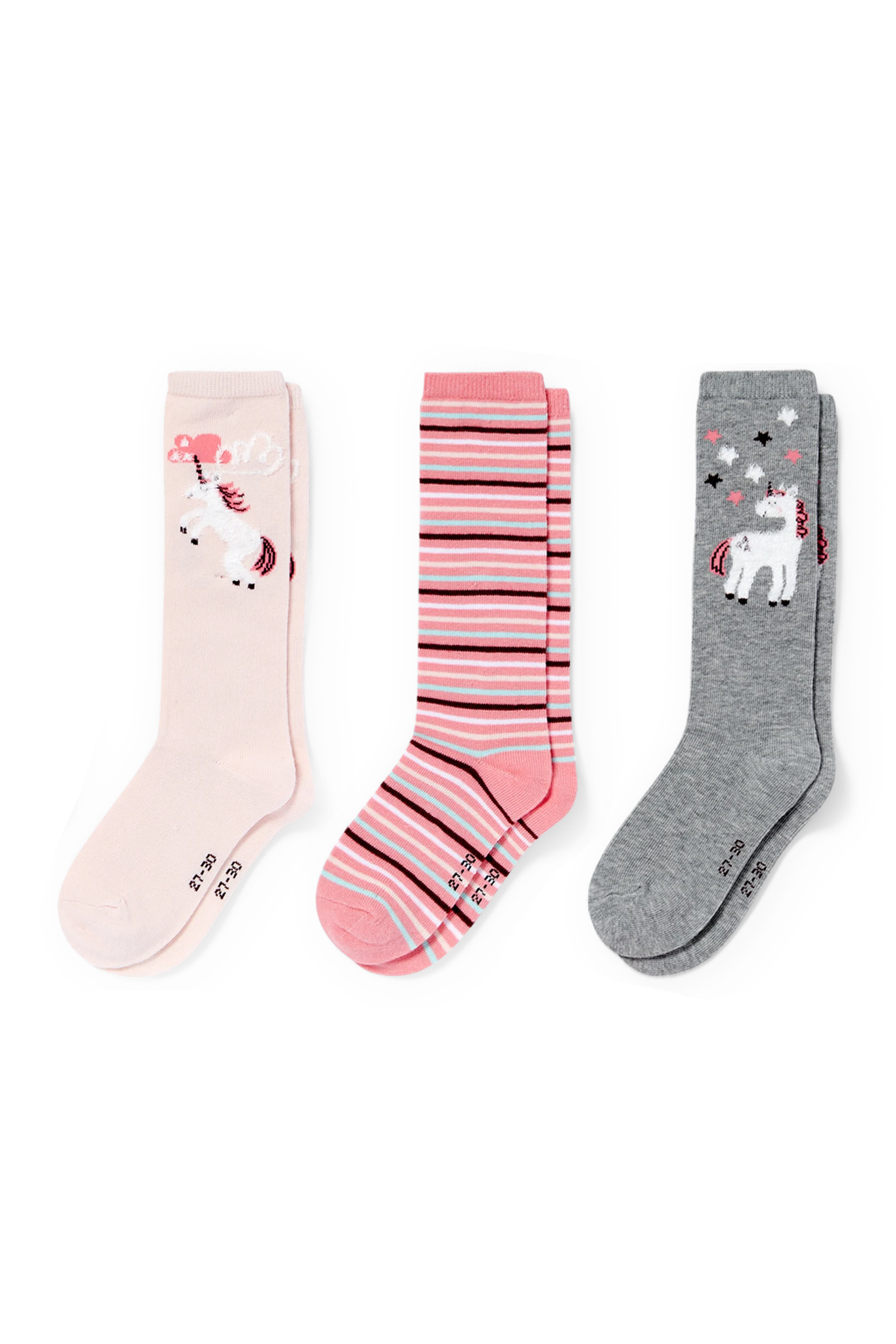 Multipack of 3 - unicorn - knee-high socks with motif