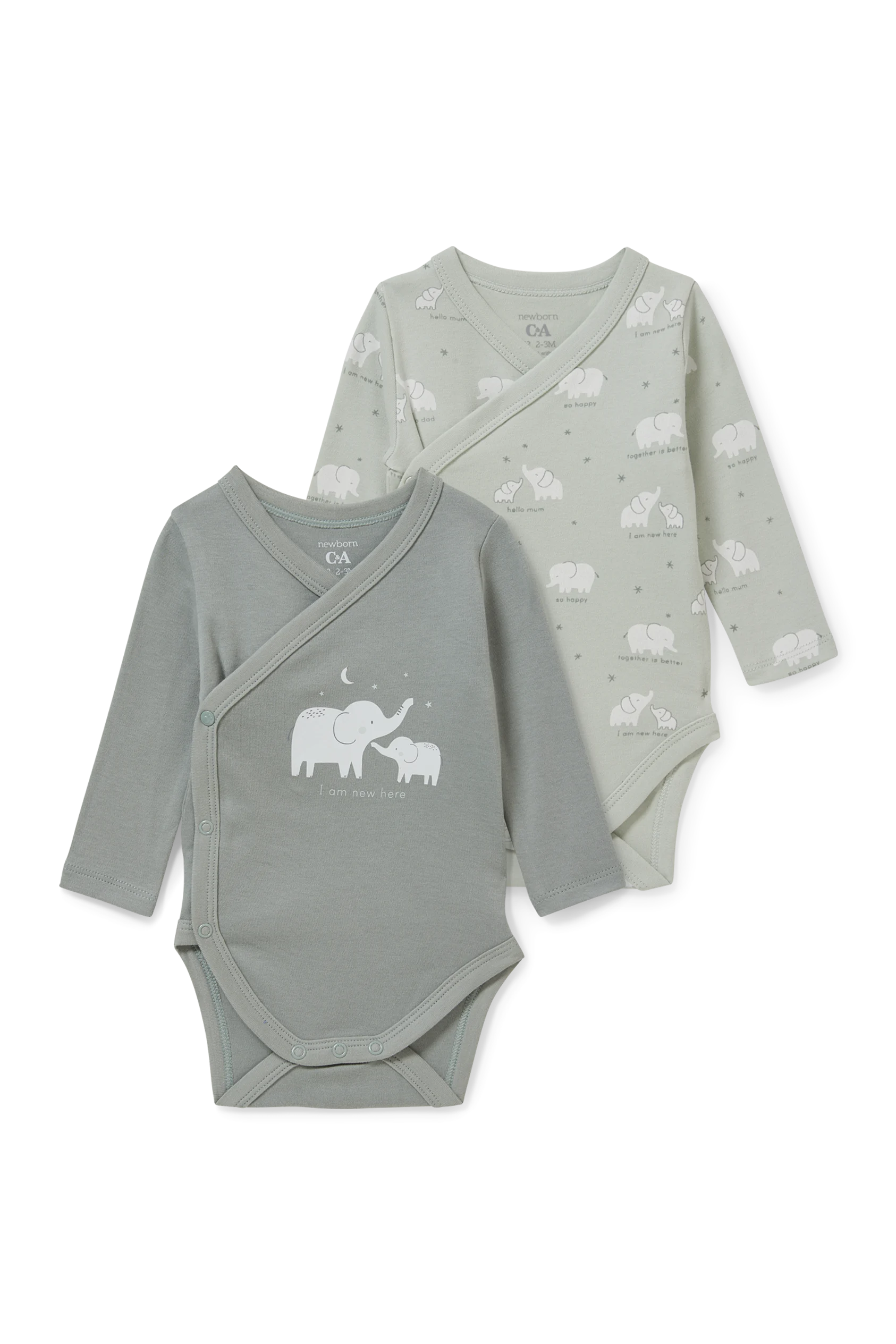 Multipack of 2 - wrapover baby bodysuit