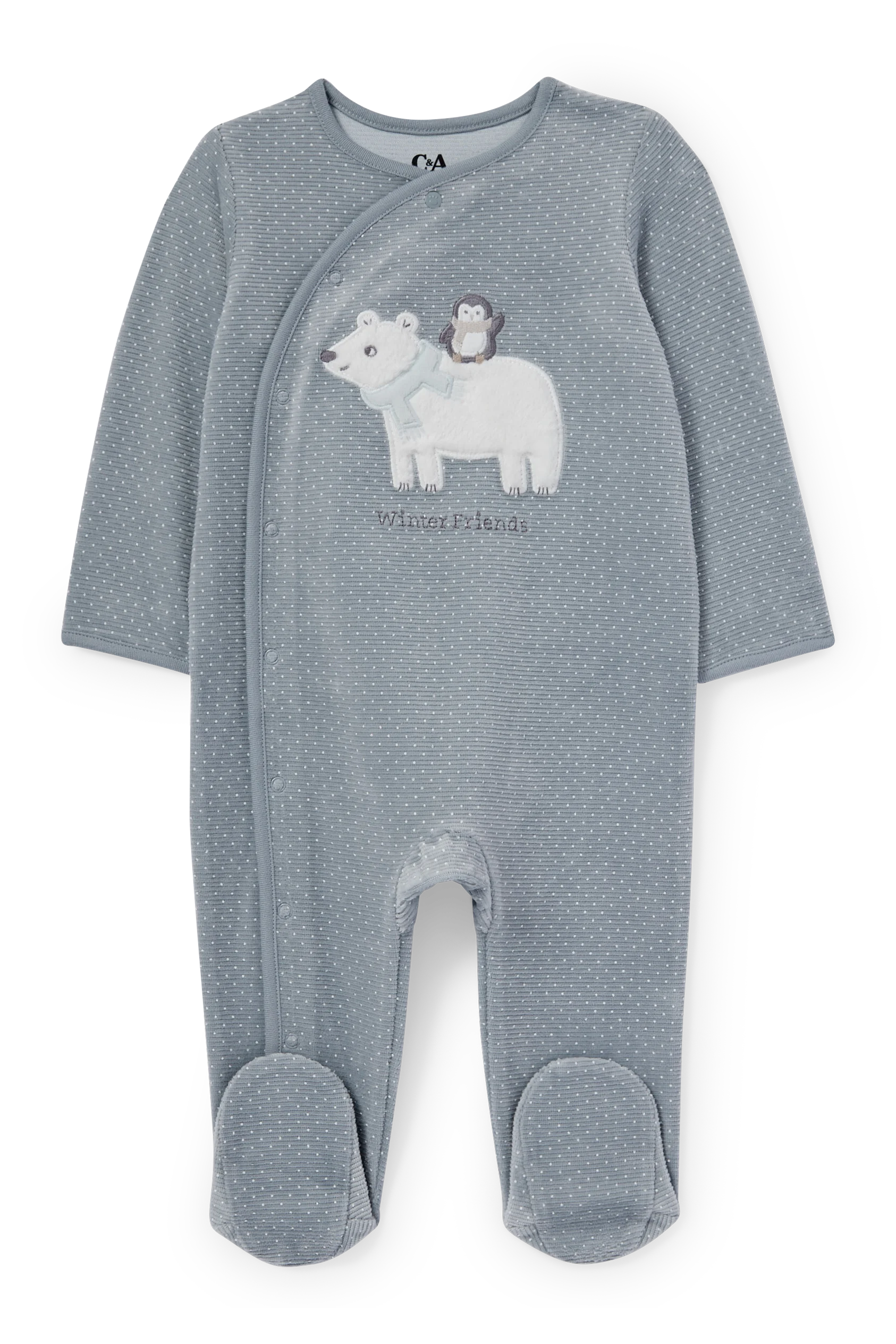 Polar bear and penguin - baby sleepsuit