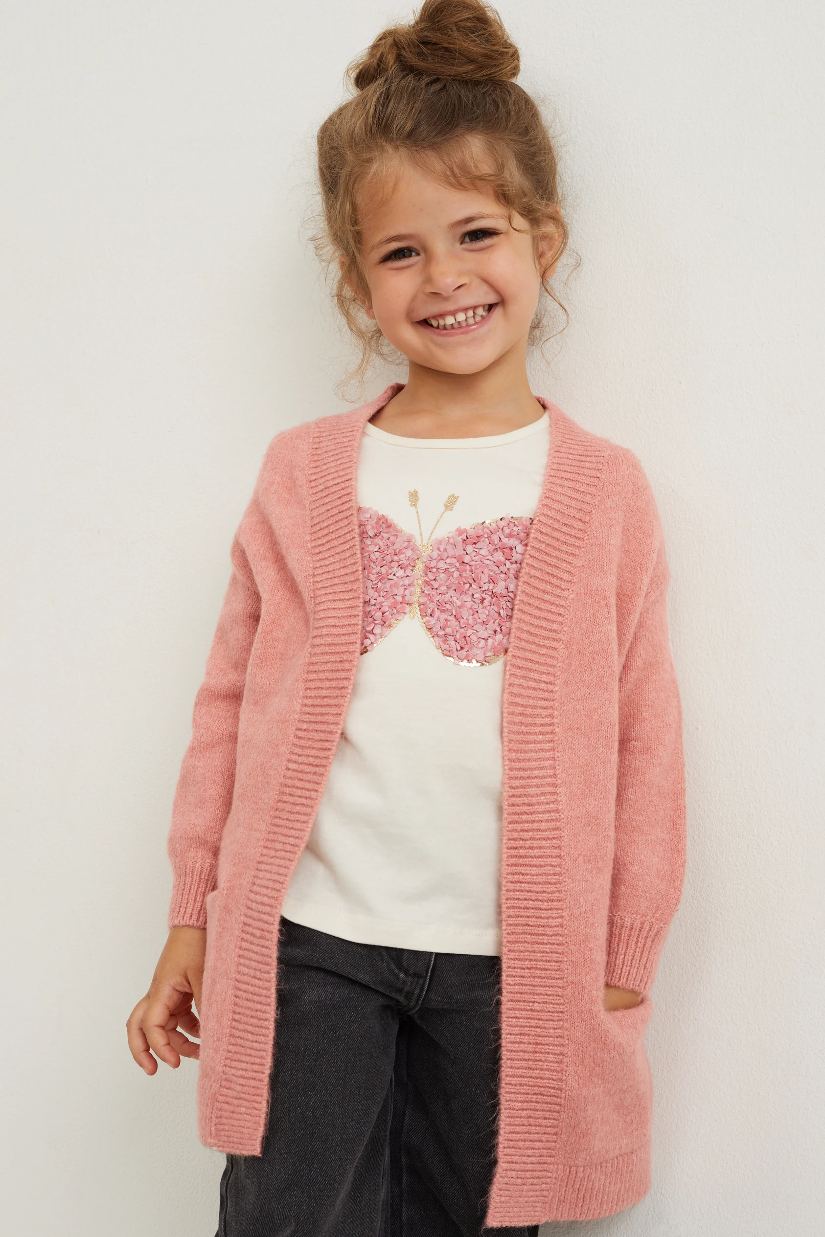 Set - cardigan and long sleeve top - 2 piece