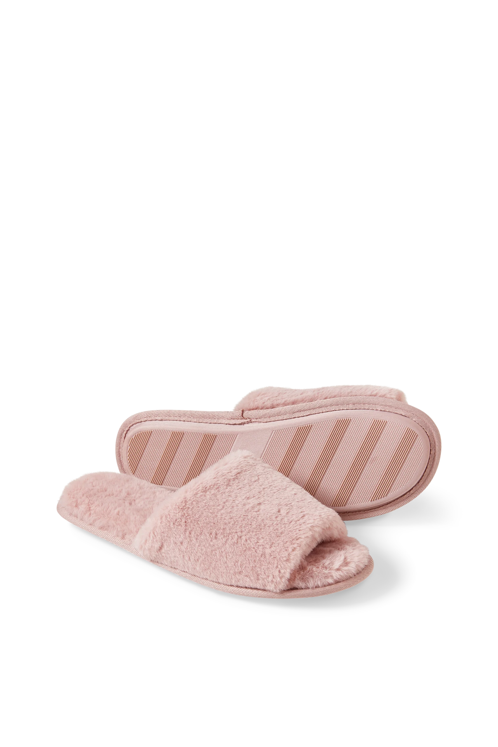 Faux fur slippers