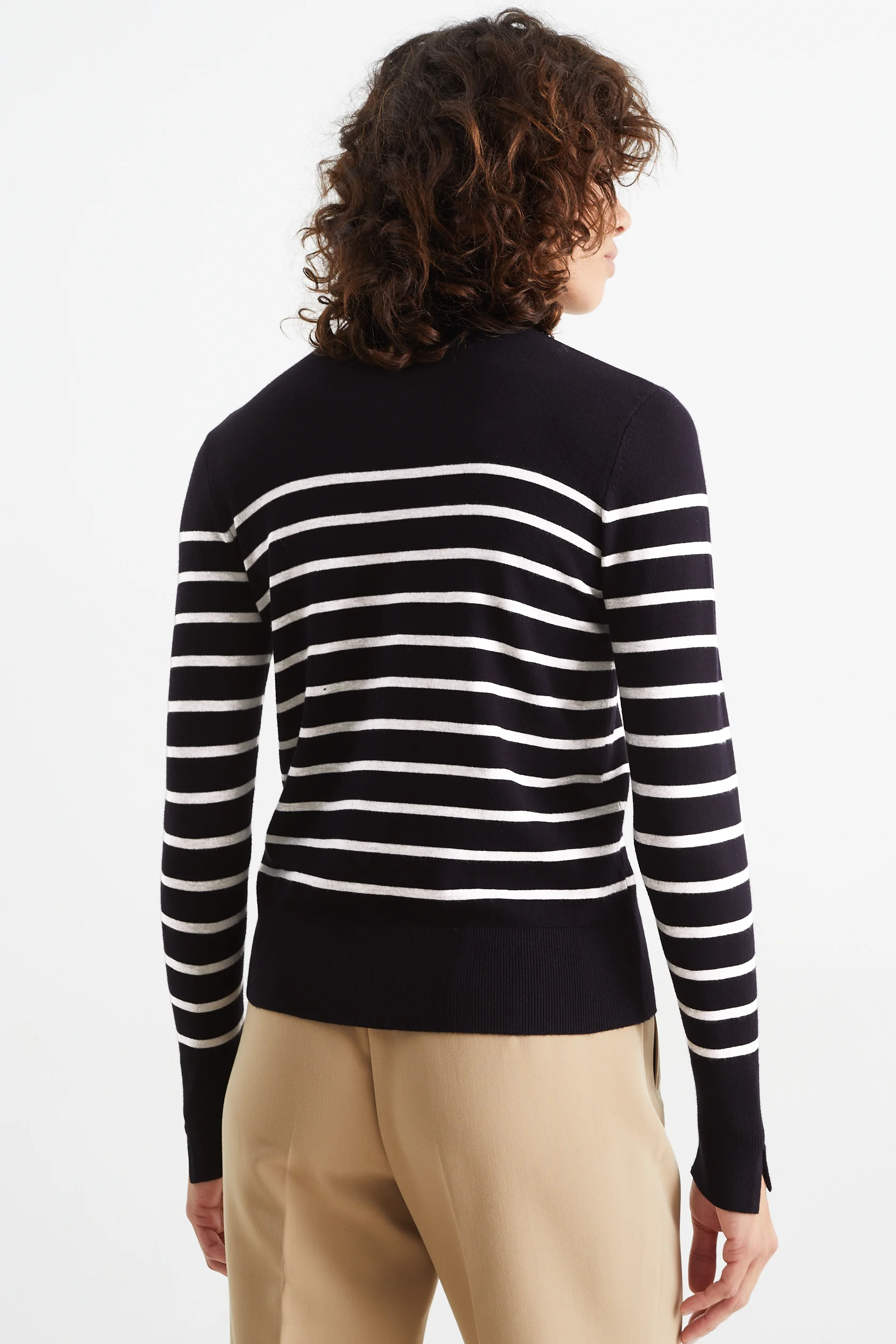 Basic polo neck jumper - striped
