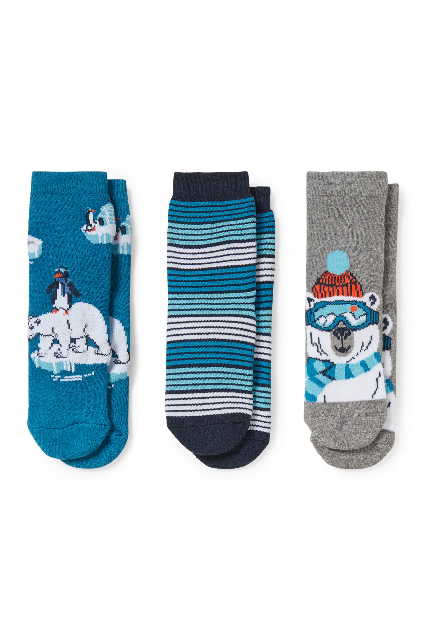 Multipack of 3 - polar bear and penguin - socks with motif