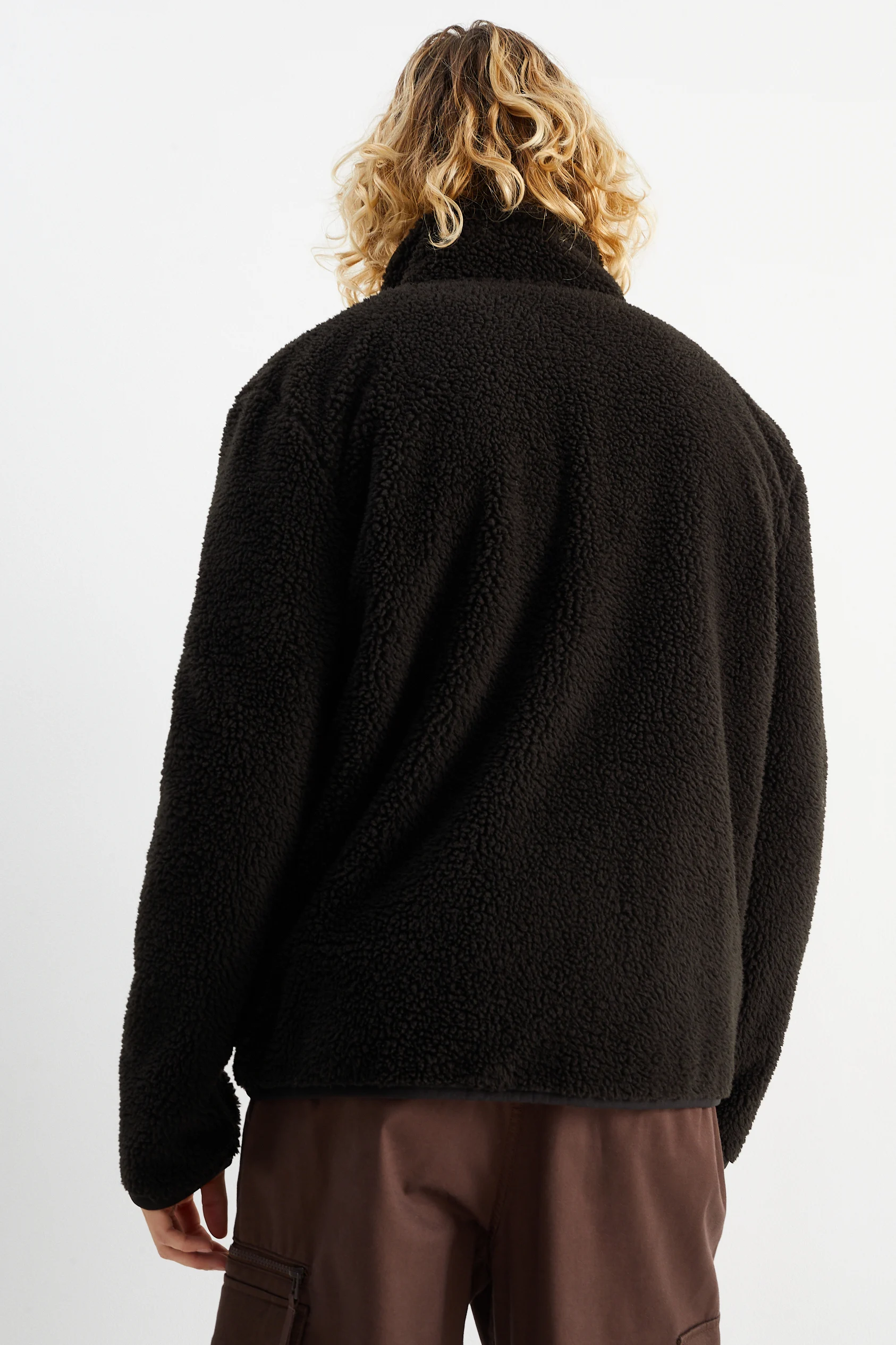 Teddy fur zip-through sweatshirt