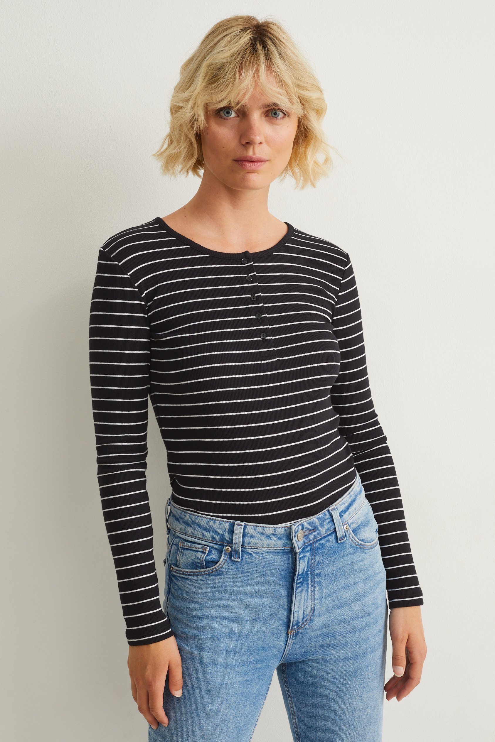 Basic long sleeve top - striped