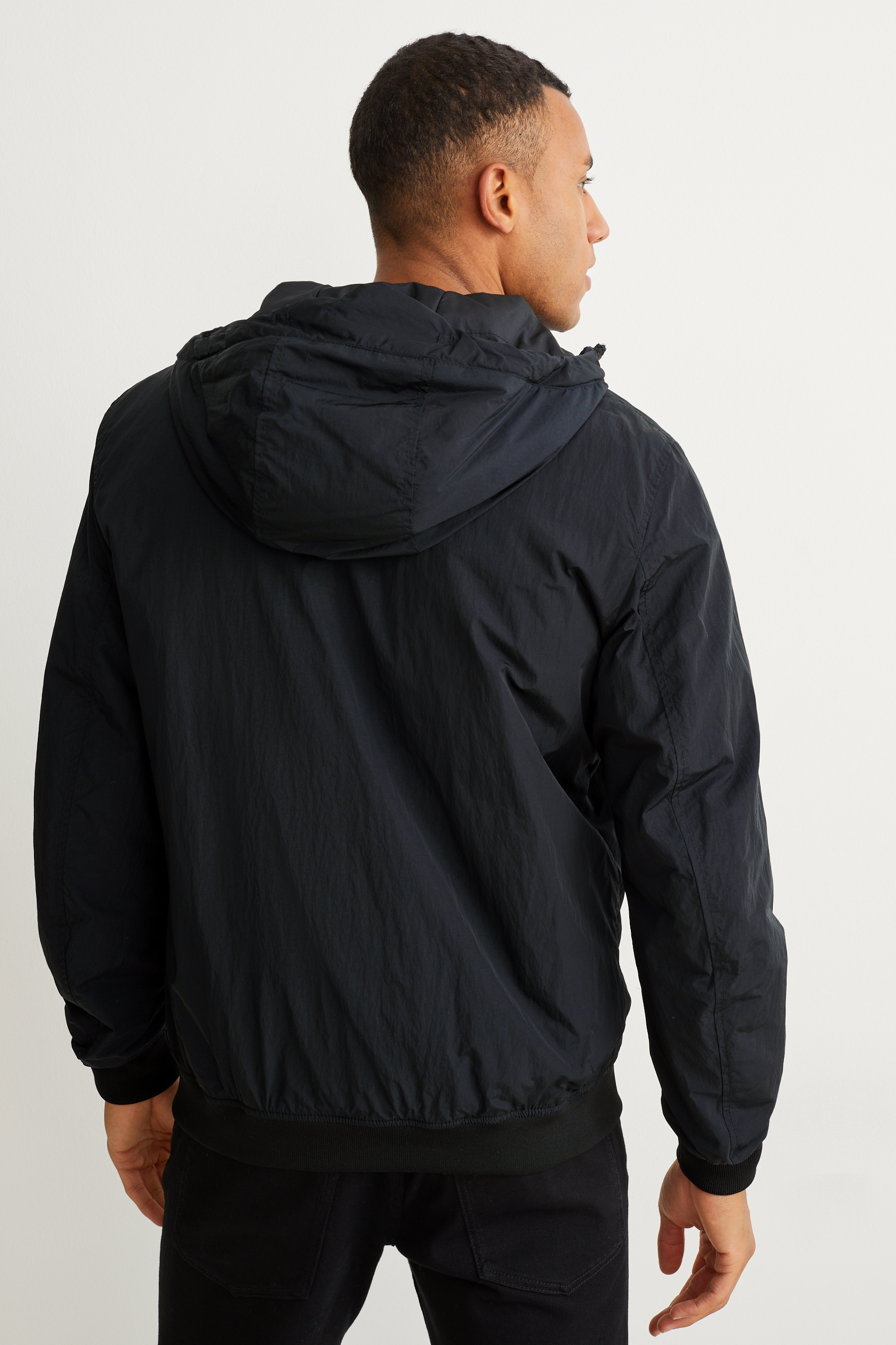 Bomber jacket with hood