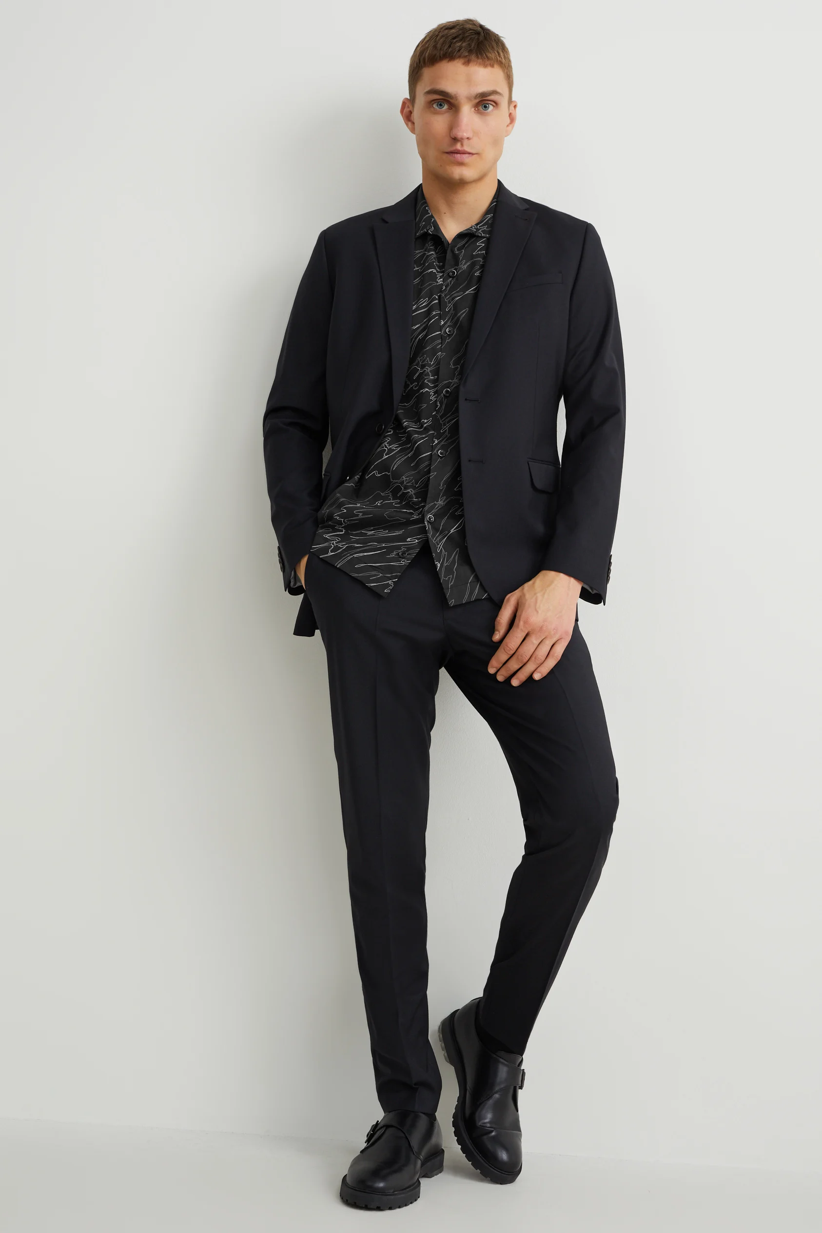 Shirt - slim fit - lapel collar - easy-iron