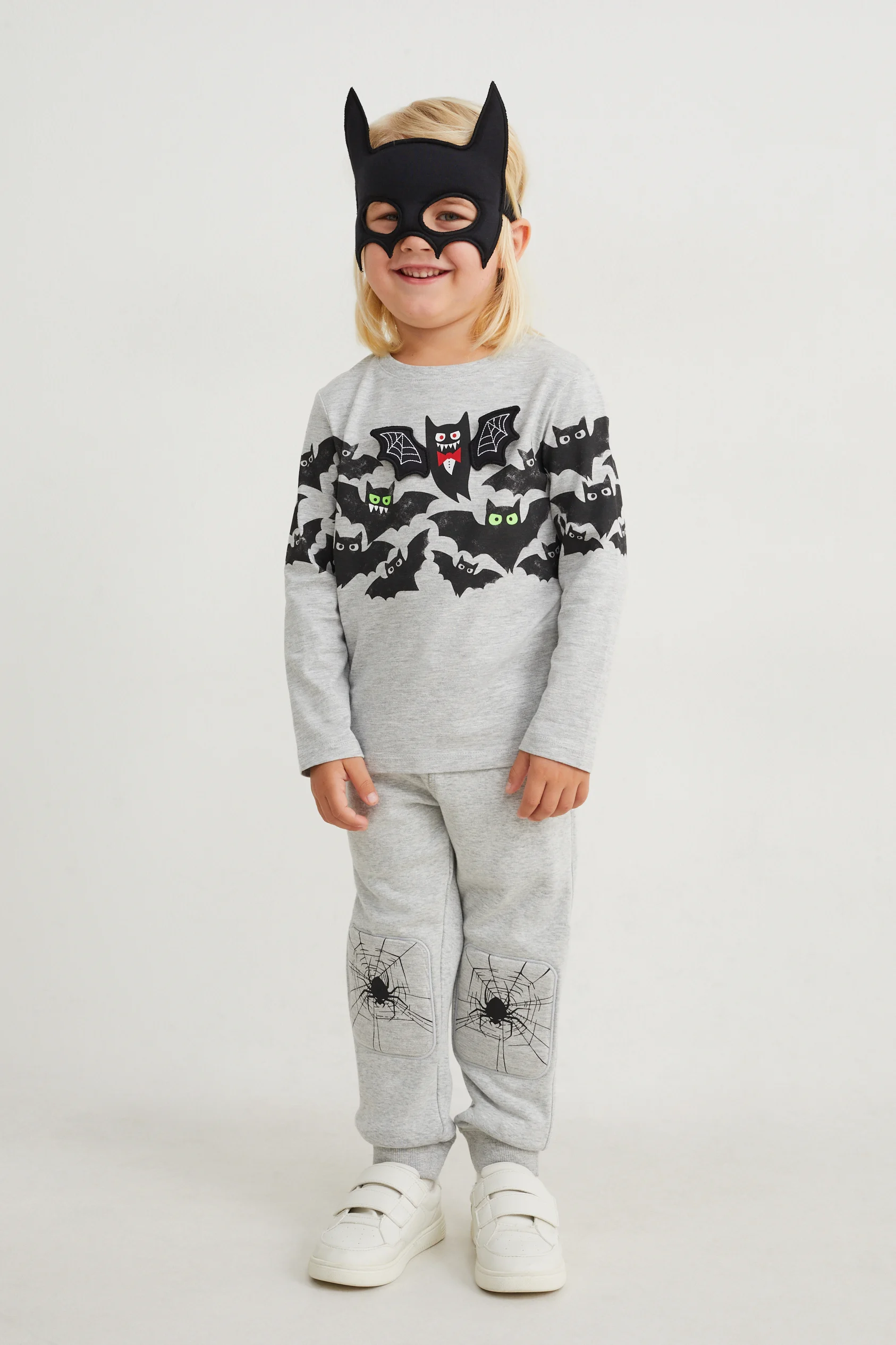 Set - long sleeve top and bat mask - 2 piece