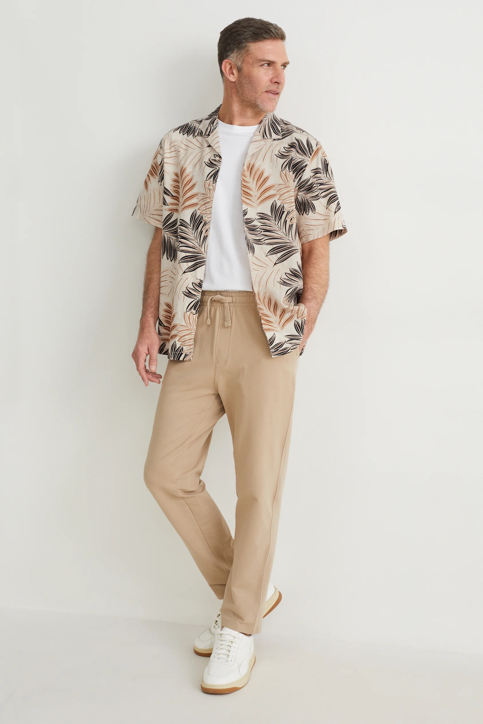 Shirt - regular fit - lapel collar - linen blend