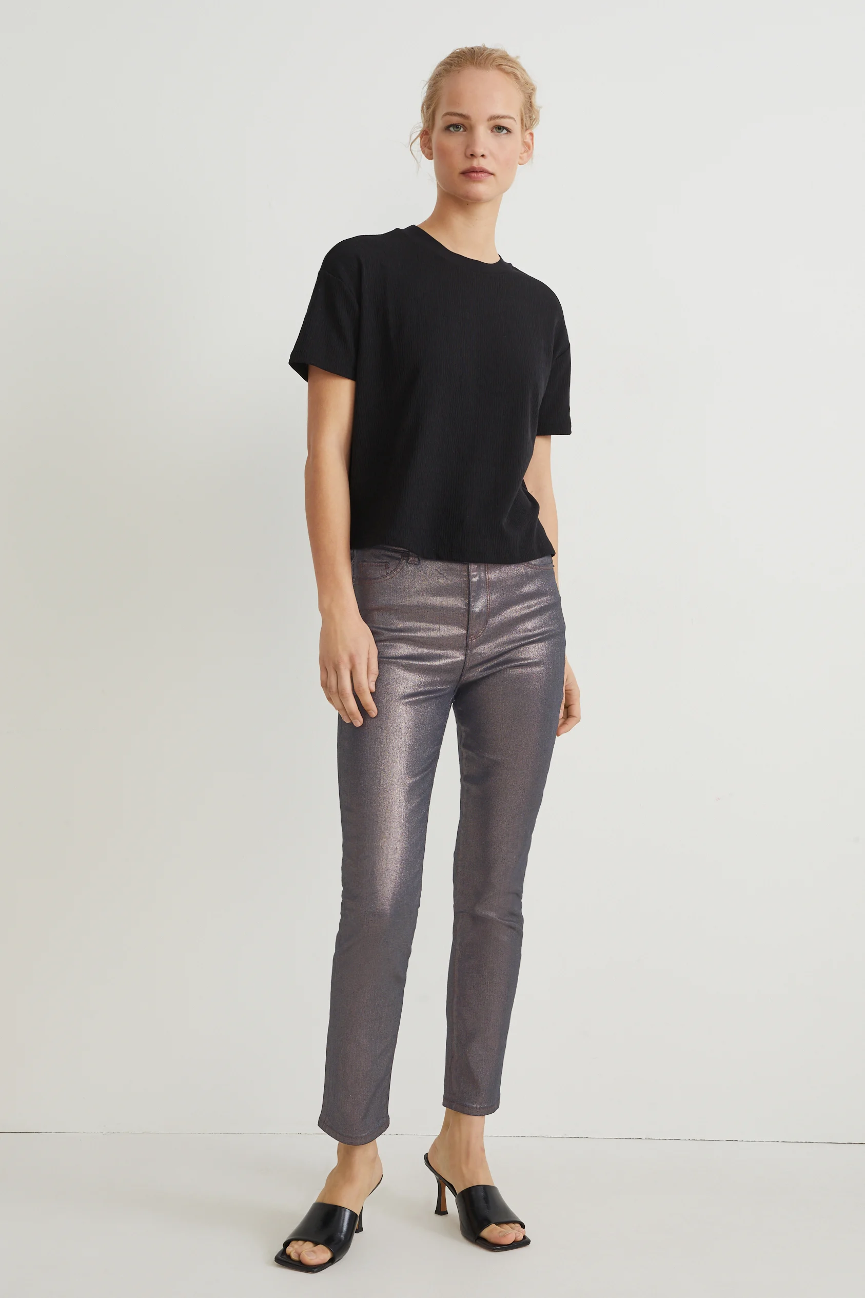 Slim jeans - high waist - LYCRA? - shiny