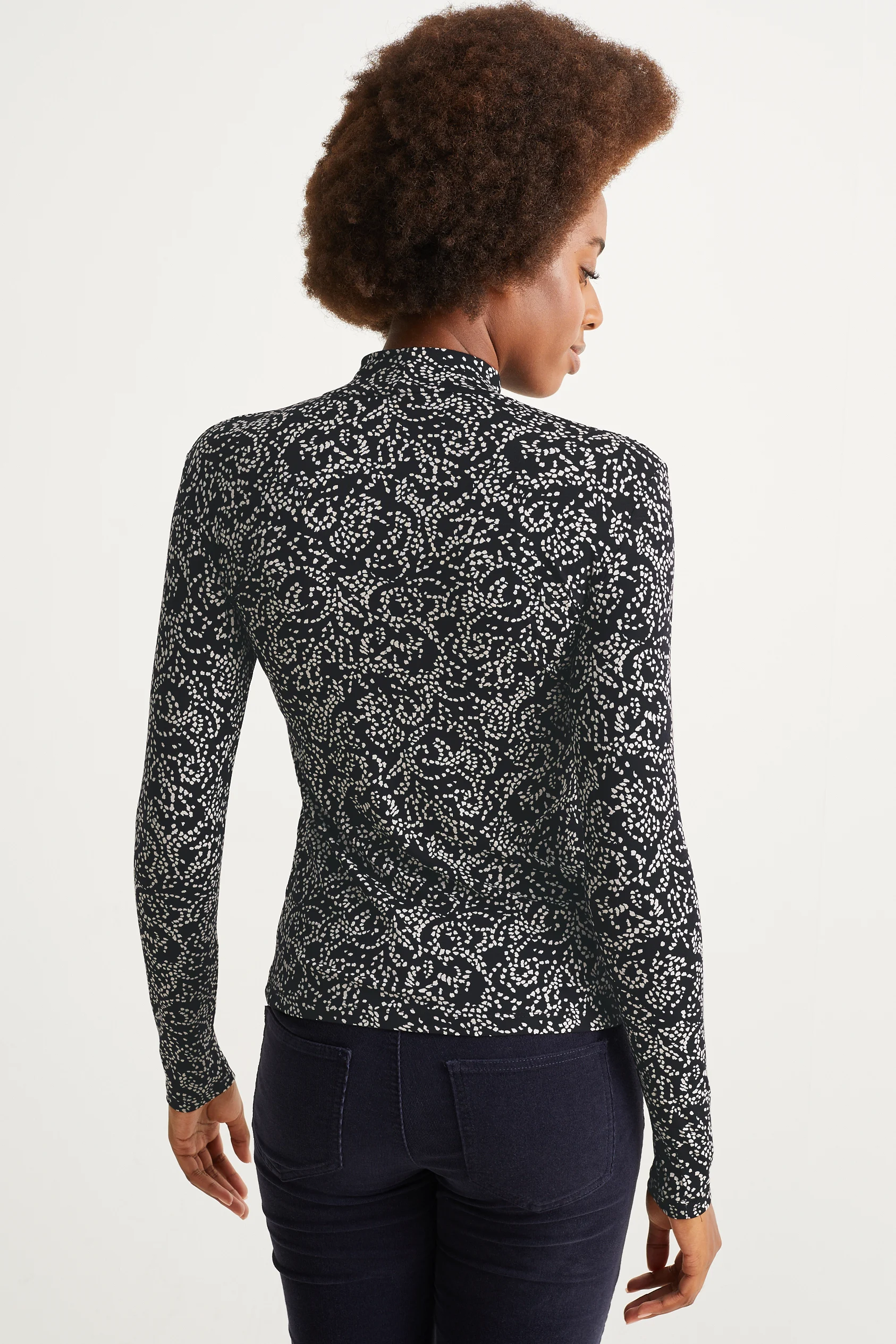 Polo neck top - patterned