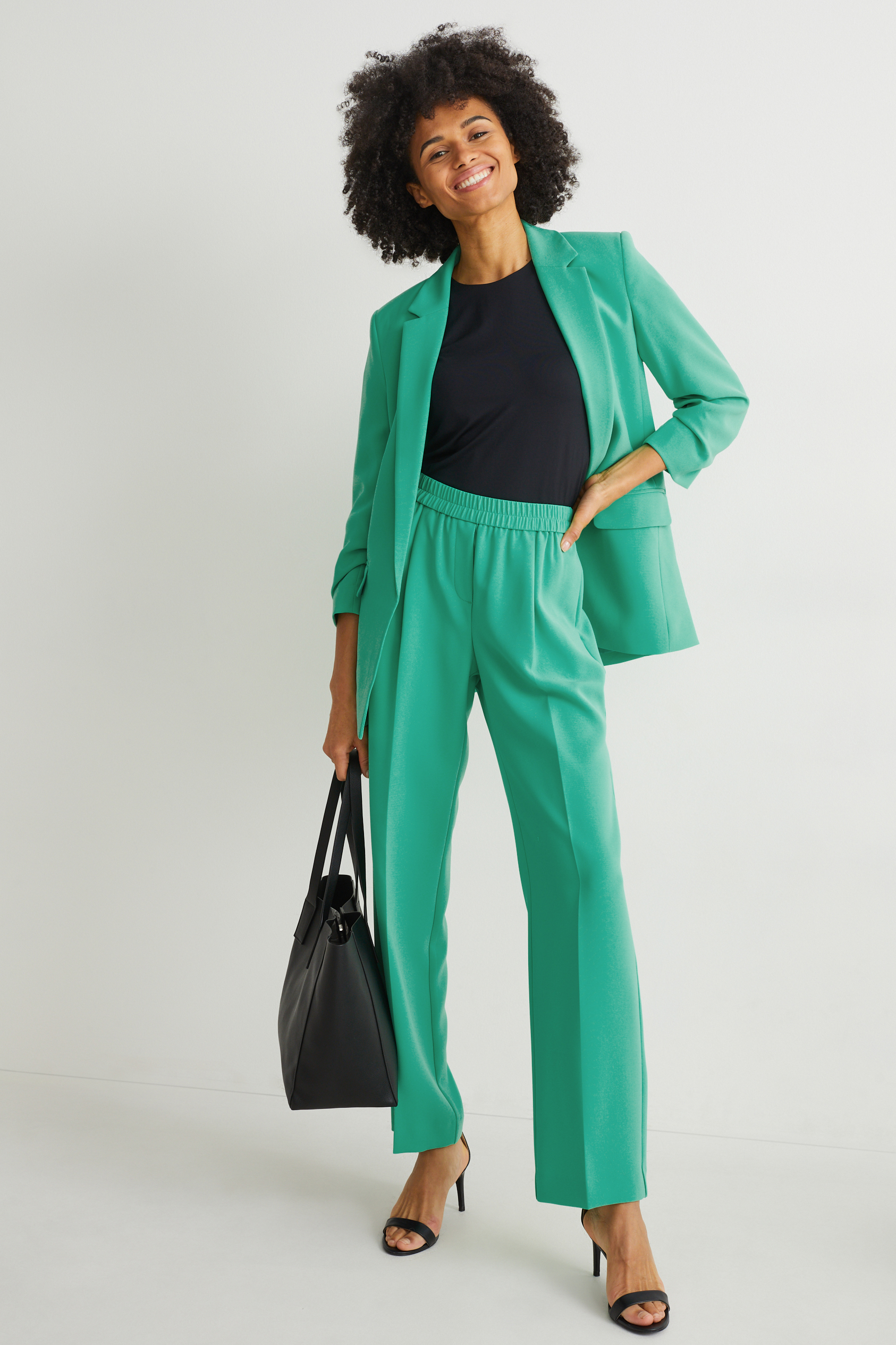 Cloth trousers - mid-rise waist - straight fit